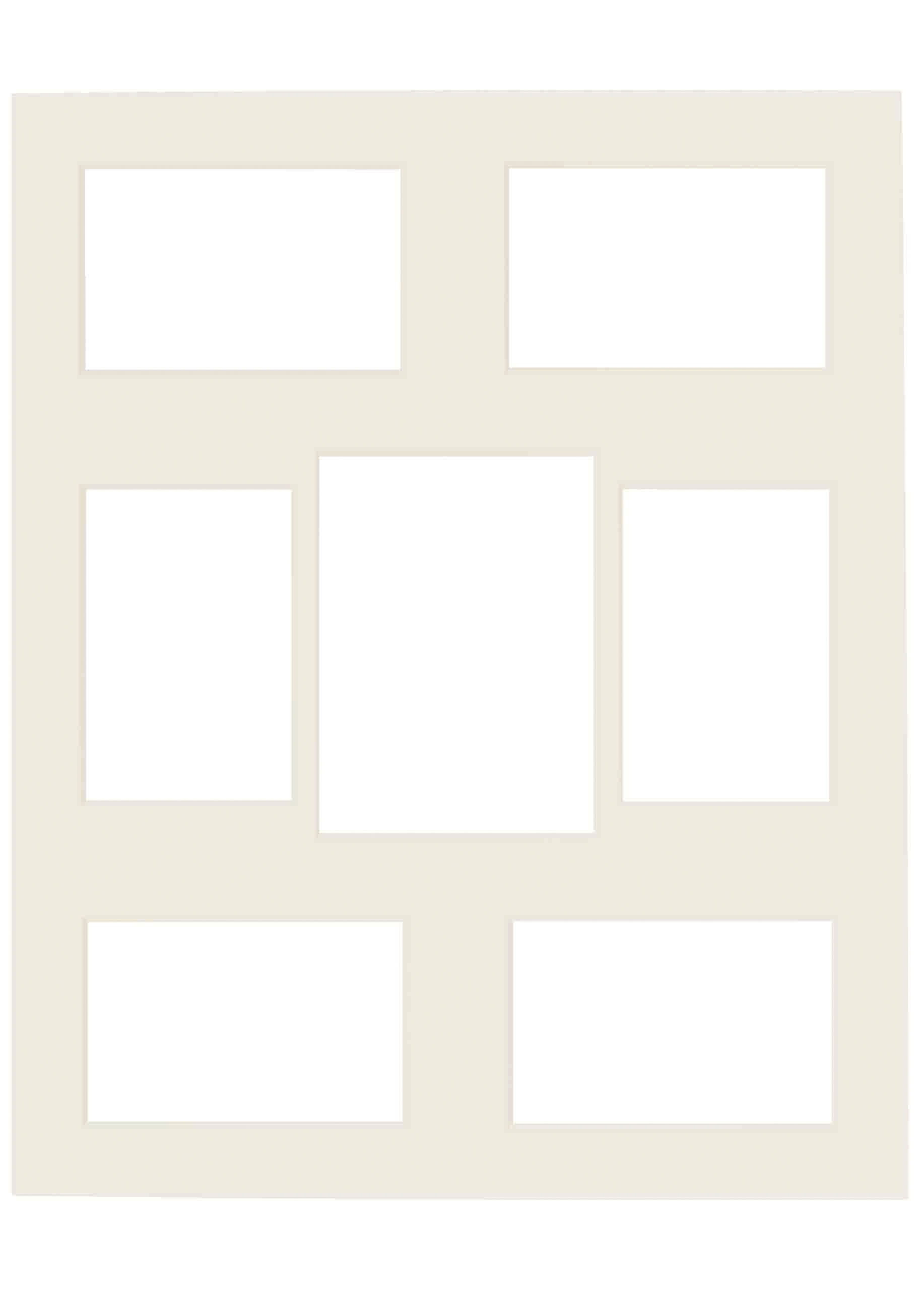 nielsen Passepartout Premium 2,5 mm, Außen 40x50 cm für 6 Bilder 10x15 und 1 Bild 13x18 cm, antikweiß