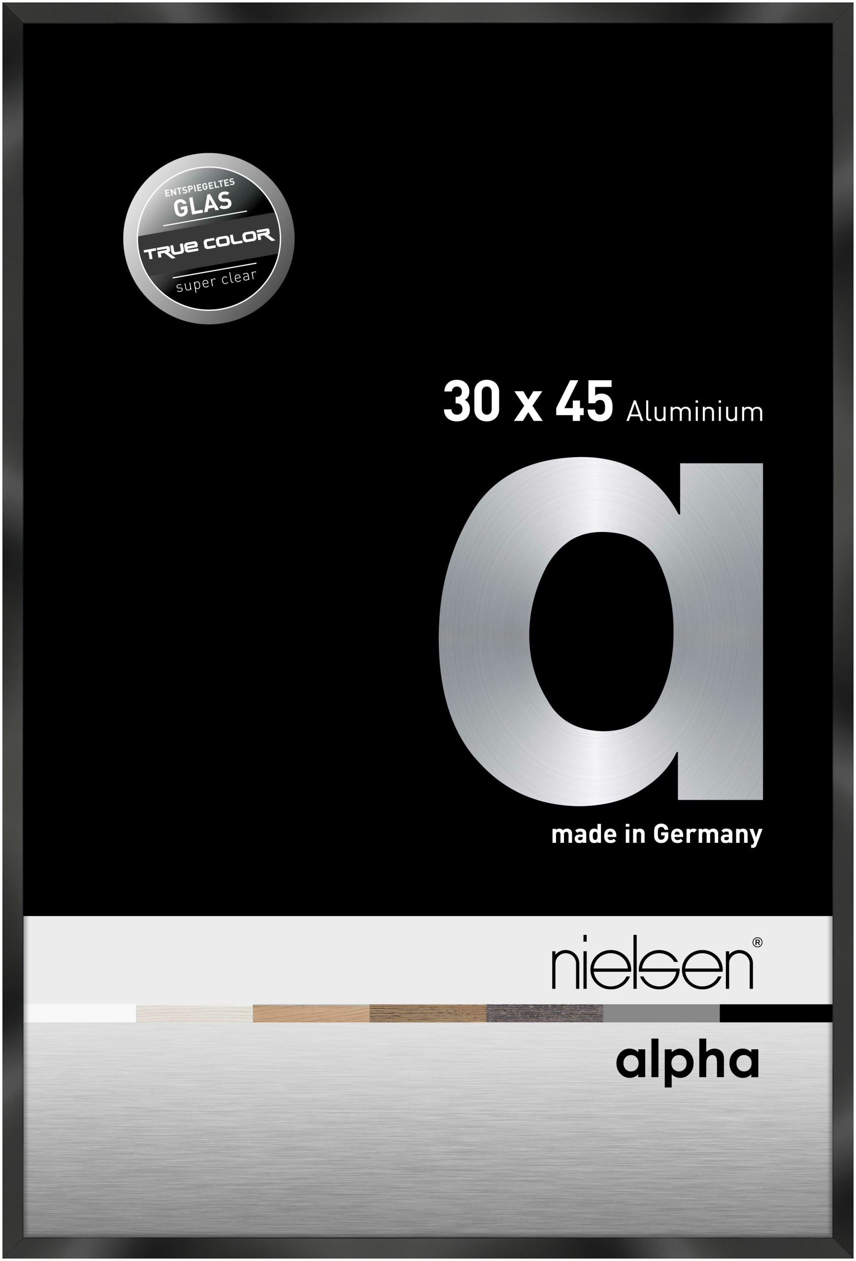 nielsen Aluminium Bilderrahmen Alpha True Color, 30x45 cm, Eloxal Schwarz Glanz