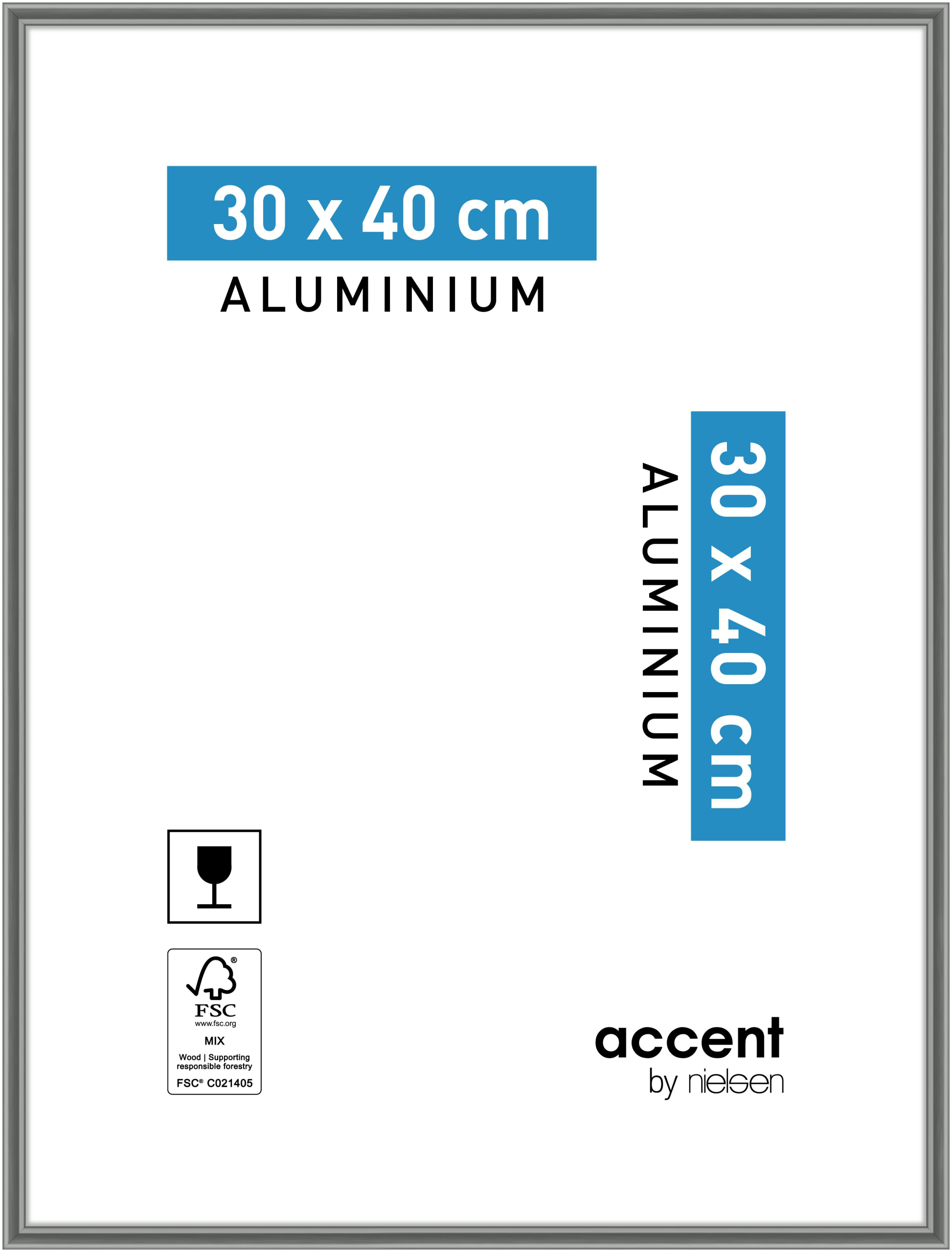 accent by nielsen Aluminium Bilderrahmen Accent, 30x40 cm, Stahlgrau