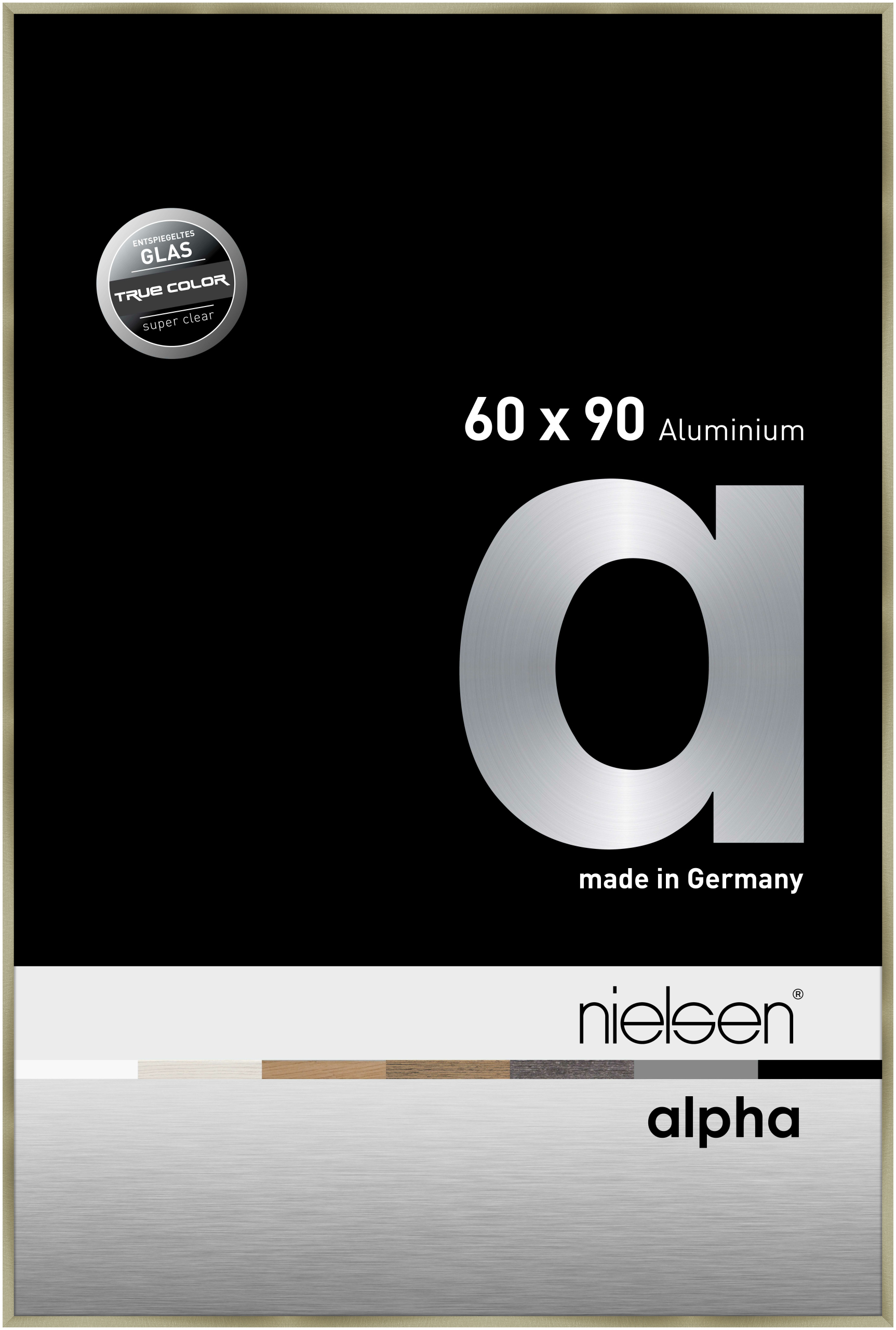 nielsen Aluminium Bilderrahmen Alpha True Color, 60x90 cm, Brushed Edelstahl