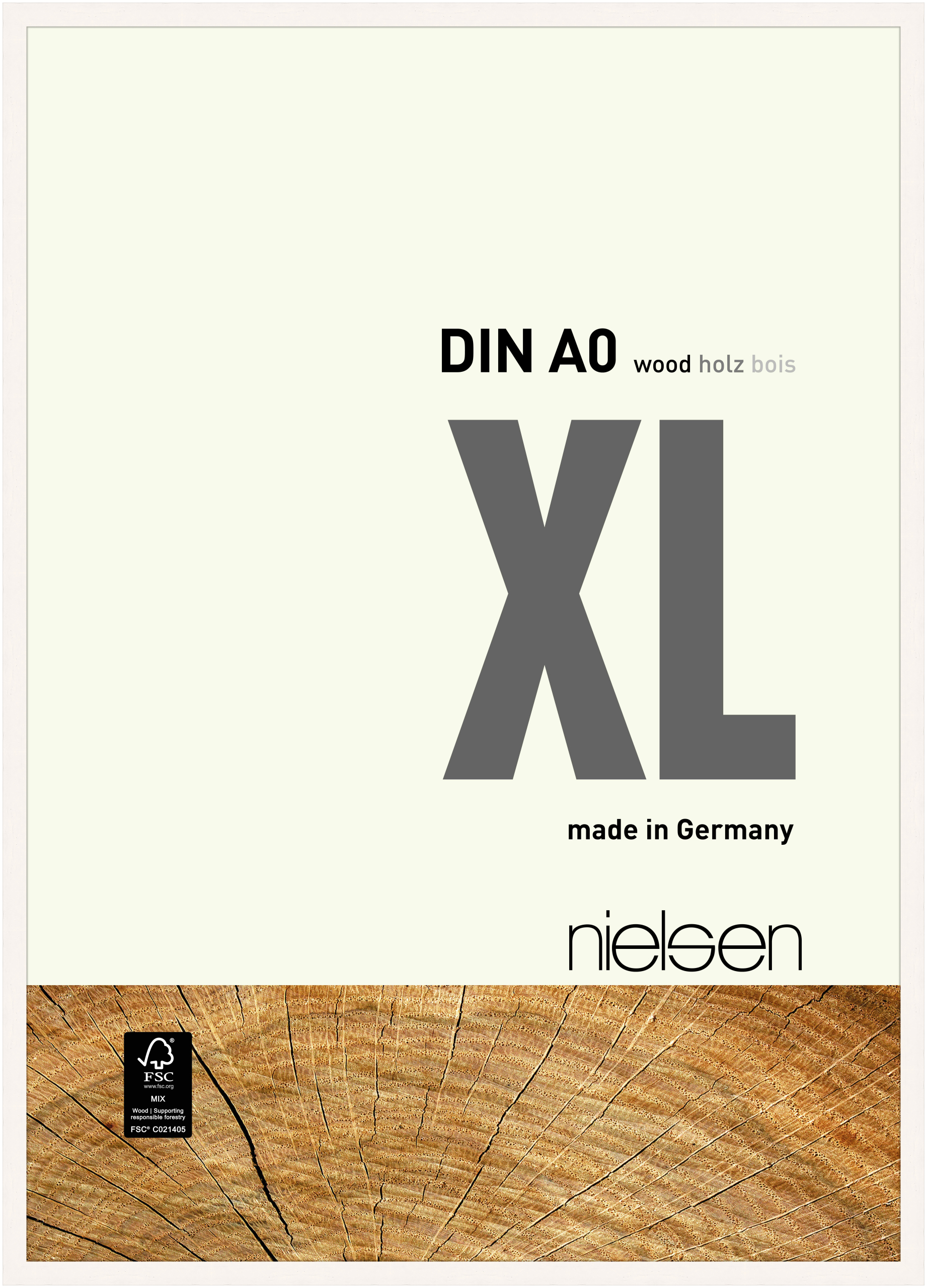 nielsen Holz Bilderrahmen XL, 84,1x118,9 cm (A0), Deckend Weiß