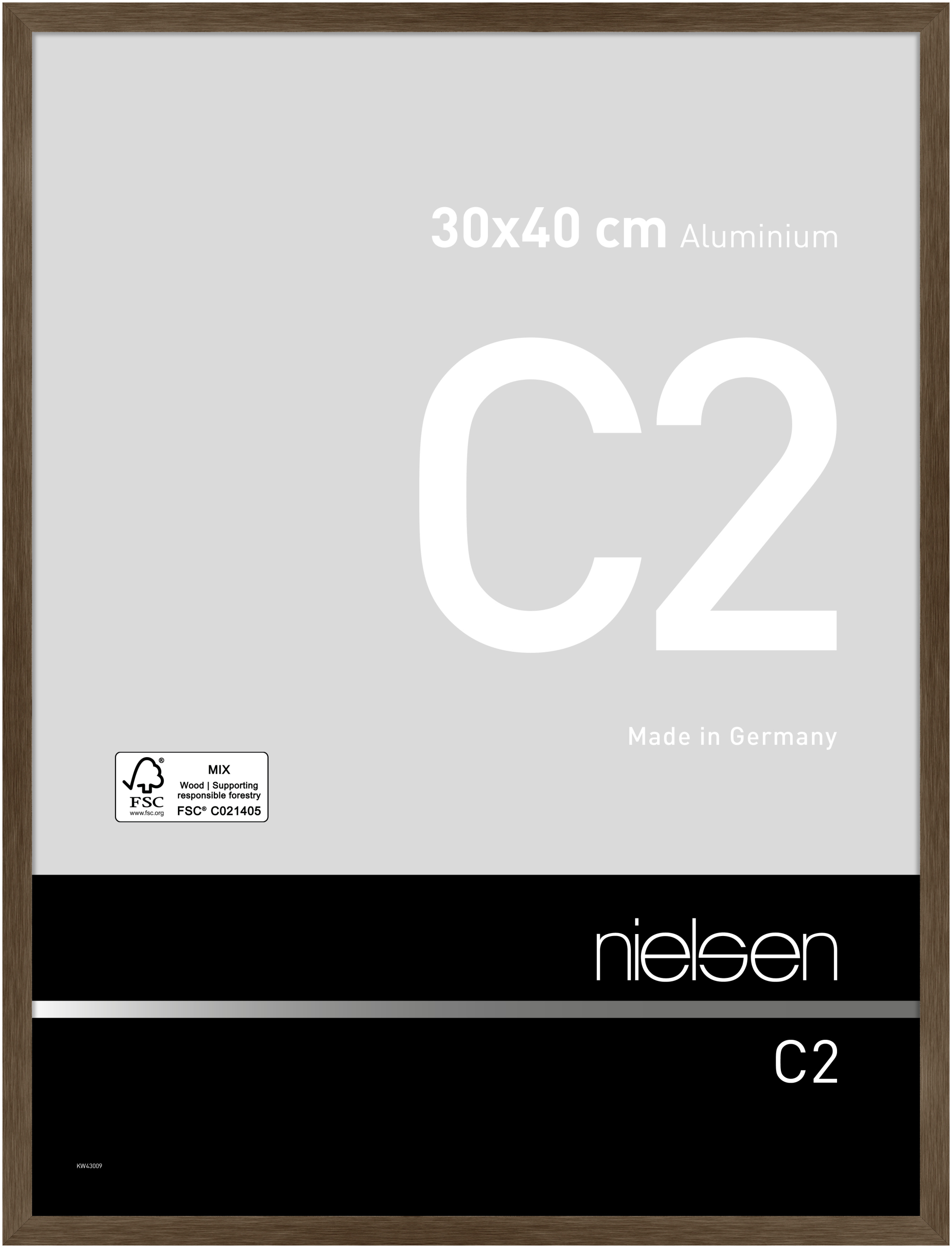 nielsen Aluminium Bilderrahmen C2, 30x40 cm, Struktur Walnuss Matt
