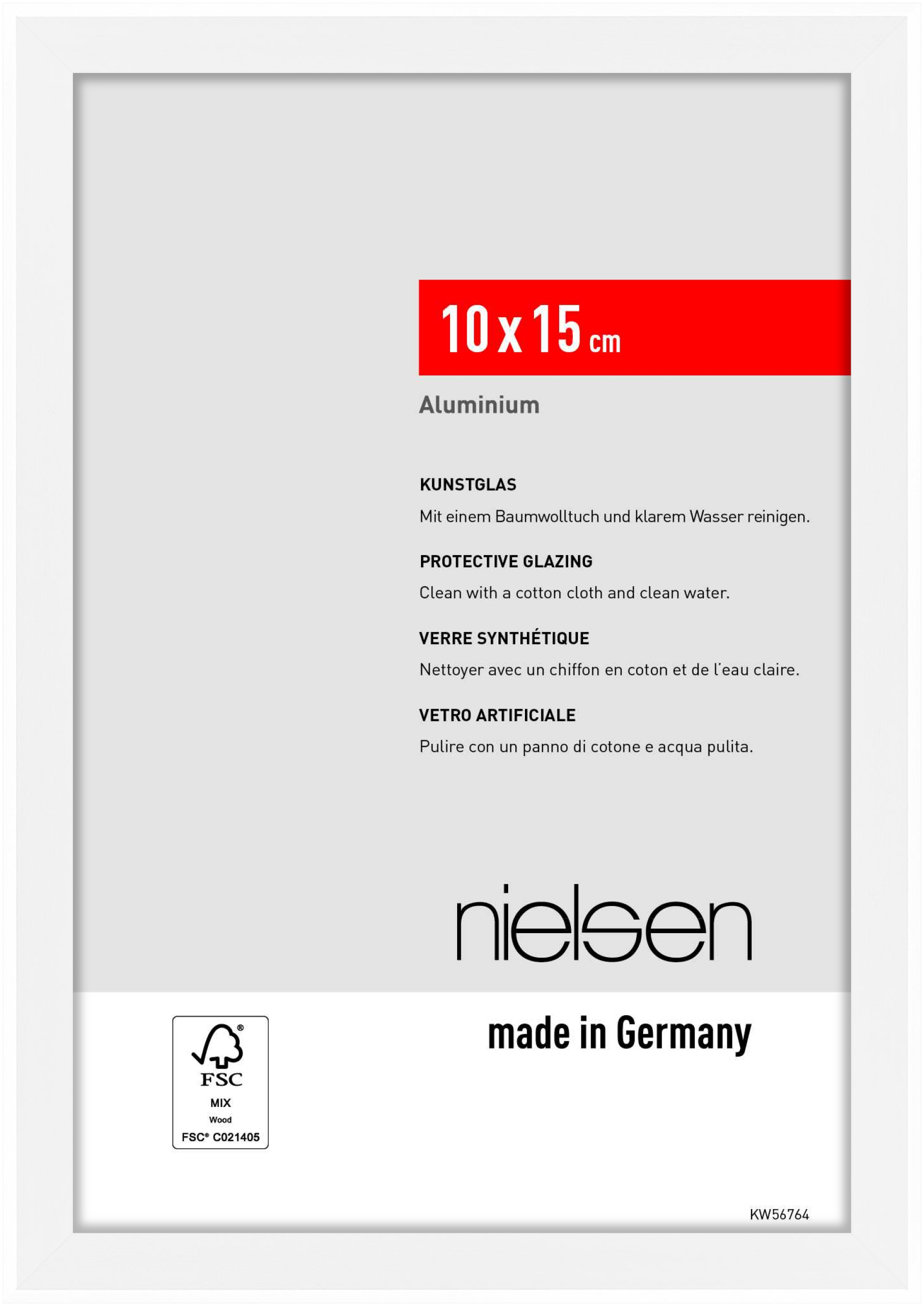nielsen Aluminium Bilderrahmen Atlanta, 10 x 15 cm, Weiß matt