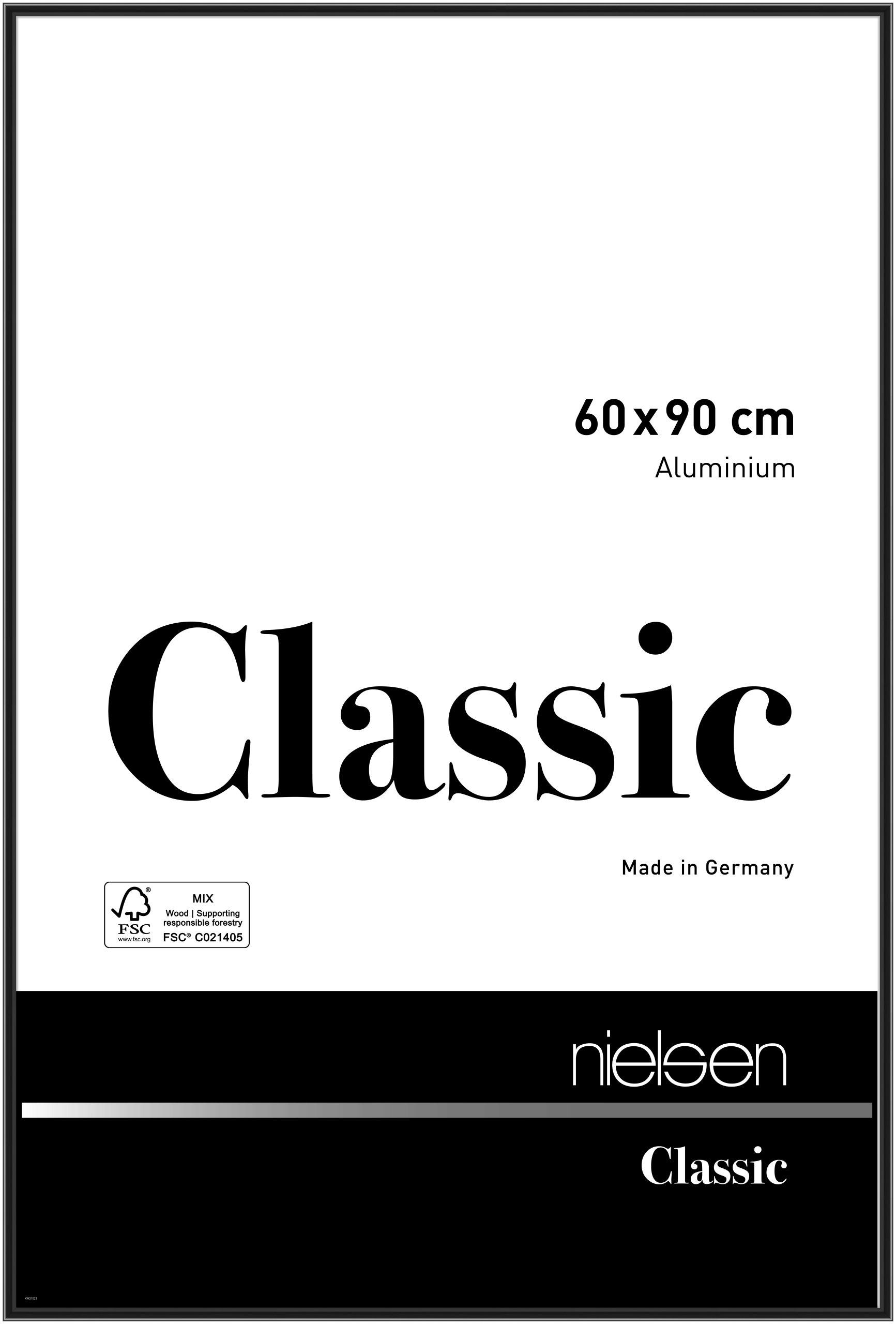 nielsen Aluminium Bilderrahmen Classic, 60x90 cm, Eloxal Schwarz Glanz