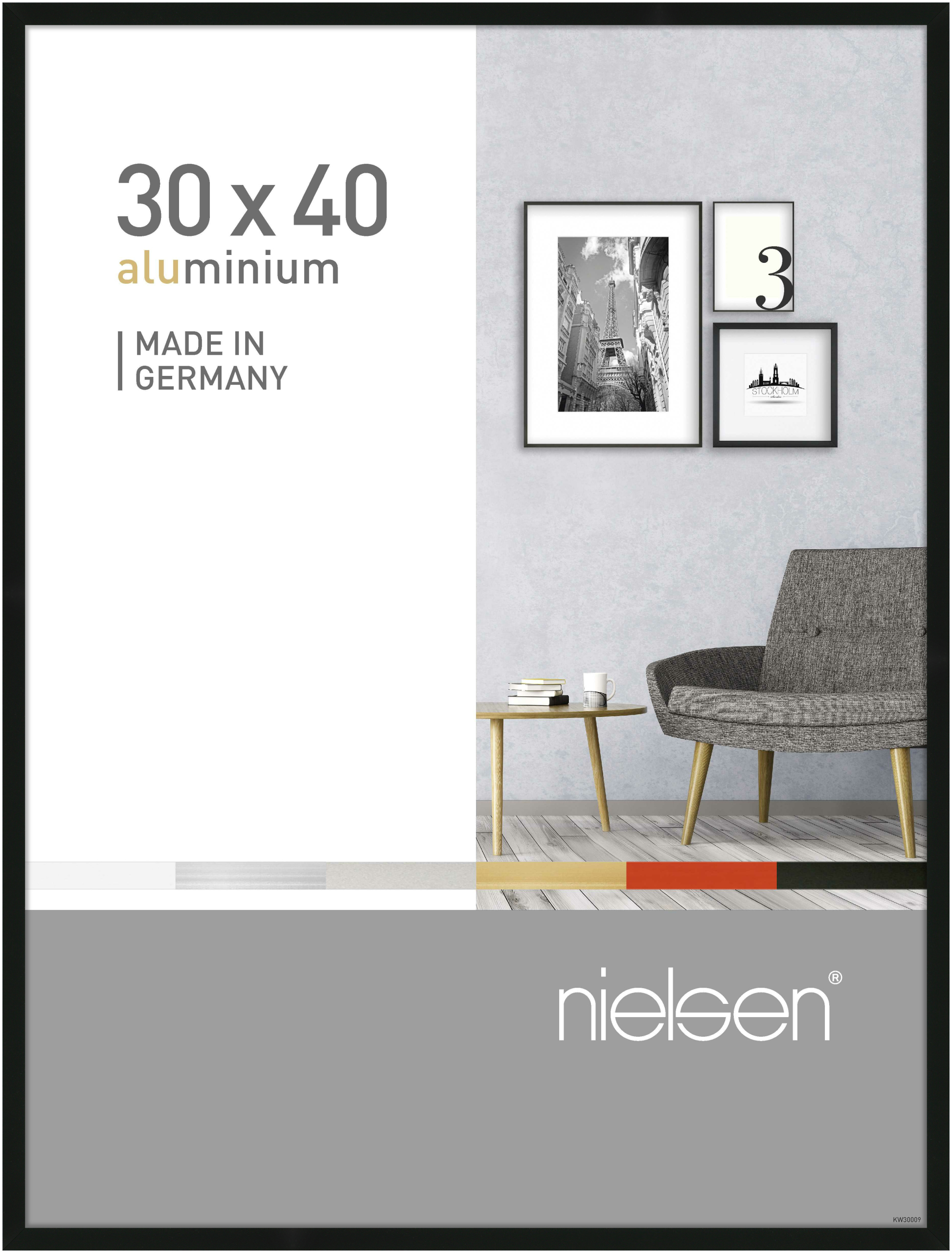 nielsen Aluminium Bilderrahmen Pixel, 30x40 cm, Schwarz
