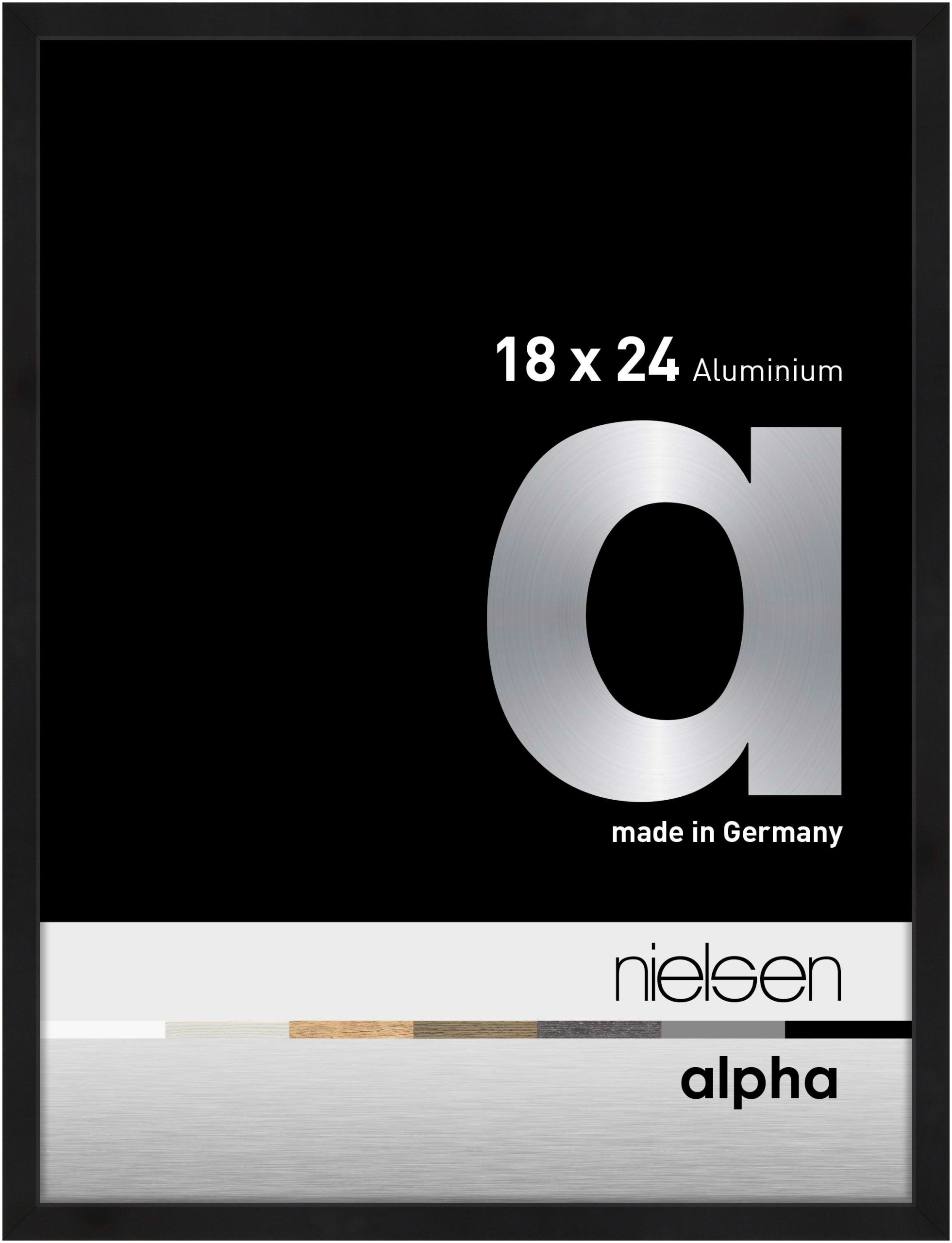 nielsen Aluminium Bilderrahmen Alpha, 18x24 cm, Eloxal Schwarz Matt