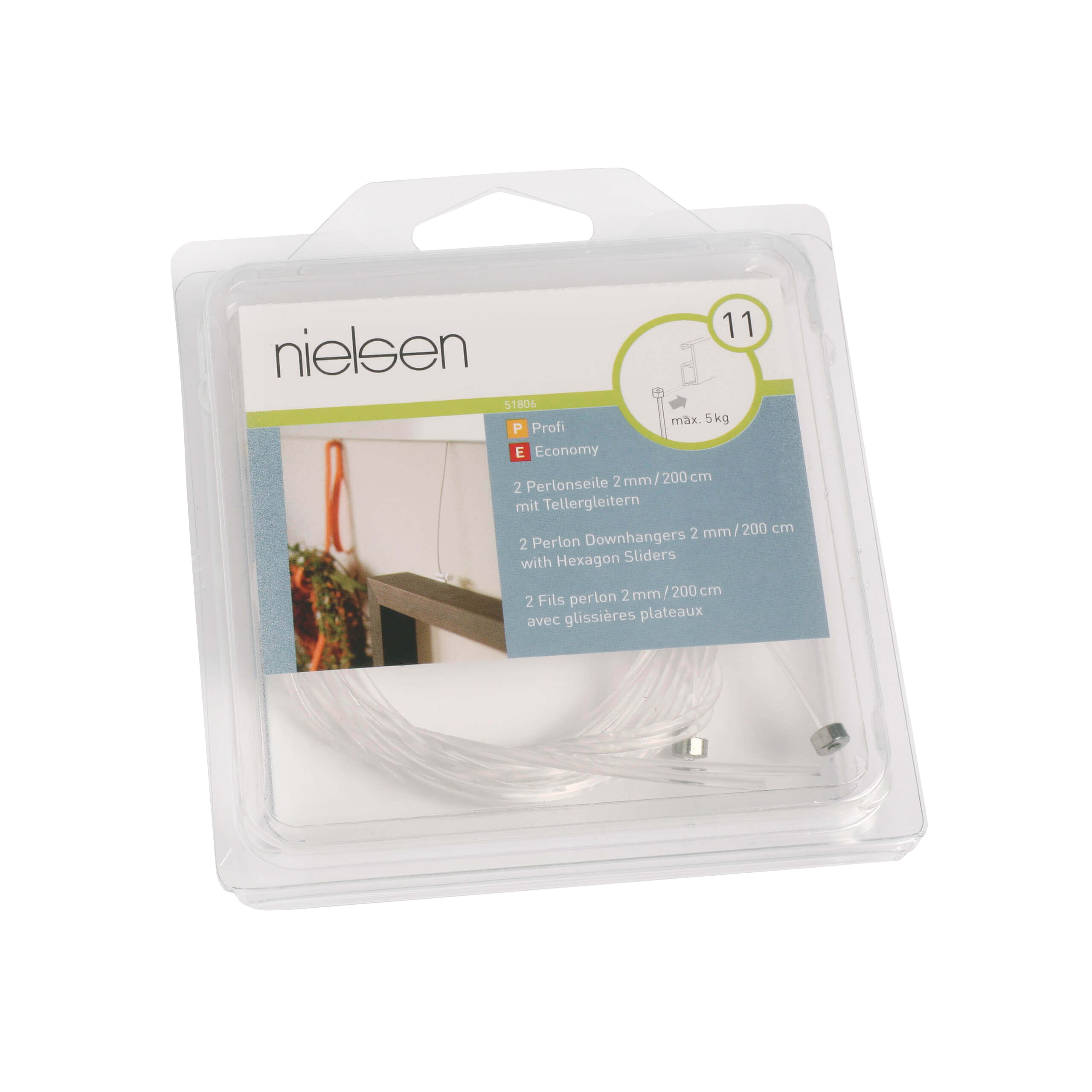 nielsen Perlonseil 2m inkl. Tellergleiter für Galerieschiene (2 Stück/Packung)