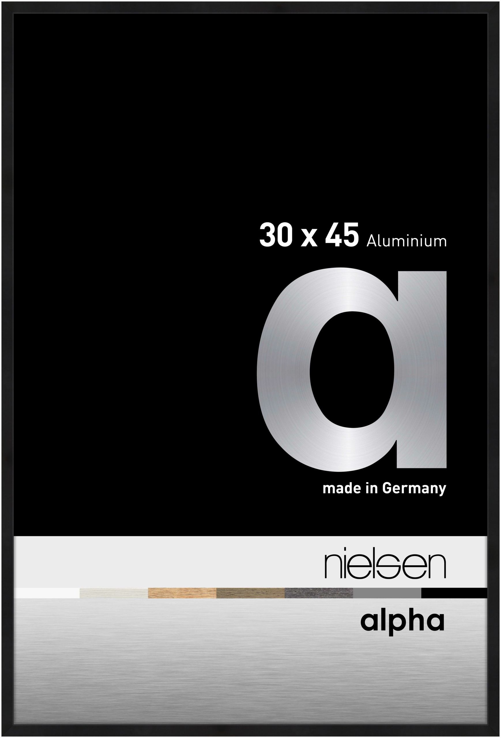 nielsen Aluminium Bilderrahmen Alpha, 30x45 cm, Eloxal Schwarz Matt