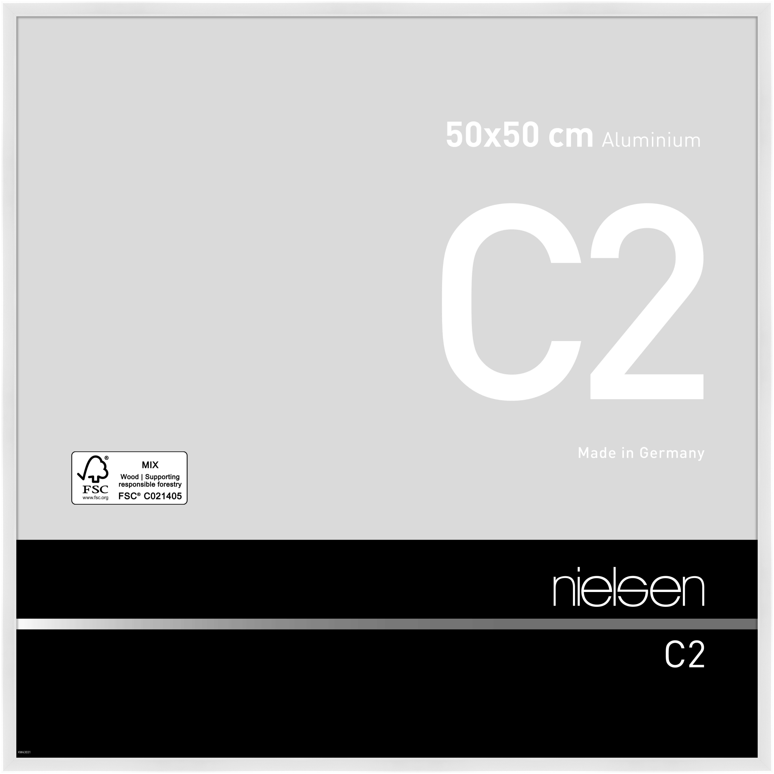 nielsen Aluminium Bilderrahmen C2, 50x50 cm, Weiß Glanz