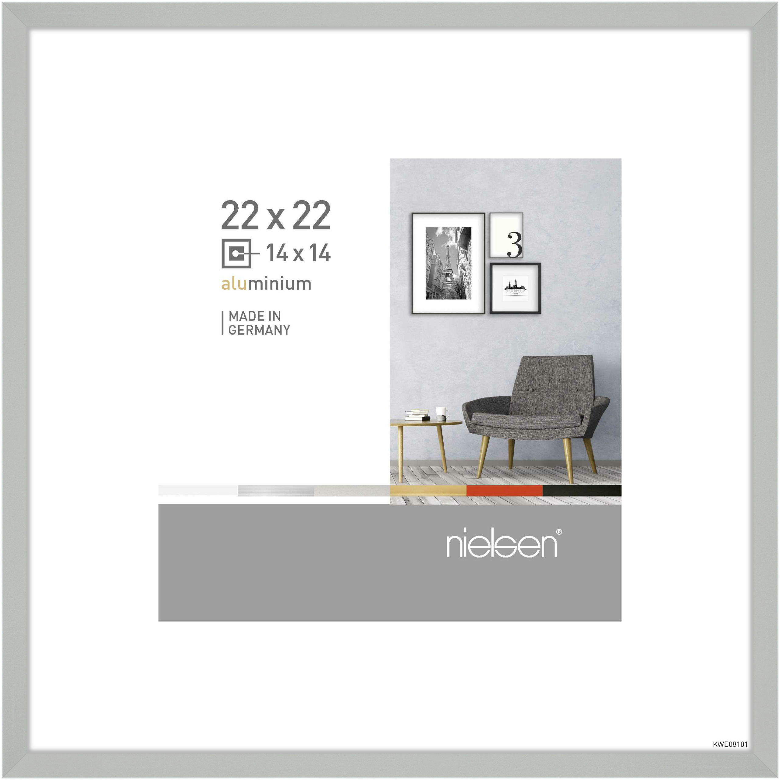 nielsen Aluminium Bilderrahmen Pixel, 22x22 cm, Silber Matt