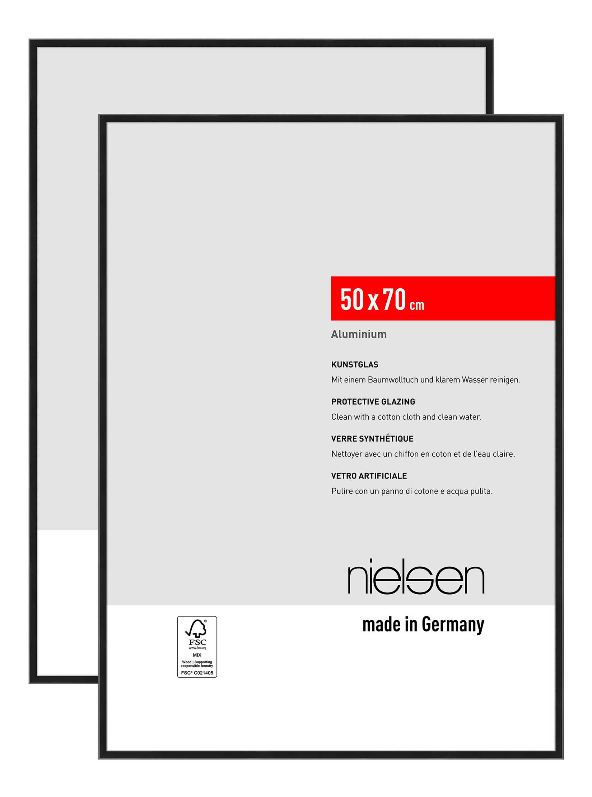 nielsen Bilderrahmen Atlanta (2er Set), 50x70 cm, Aluminium Schwarz Matt