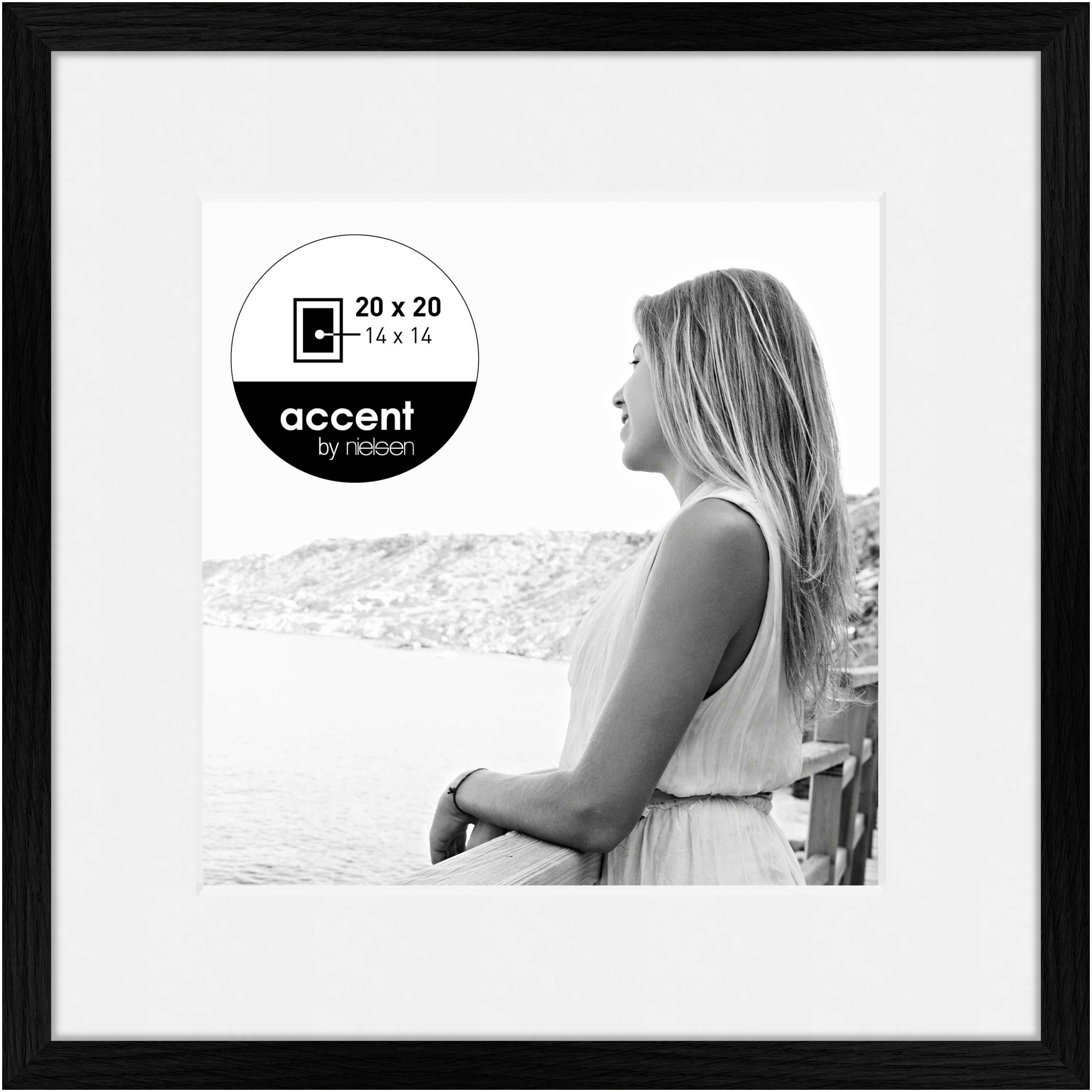 accent by nielsen Holz Bilderrahmen Aura, 20x20 cm, Schwarz
