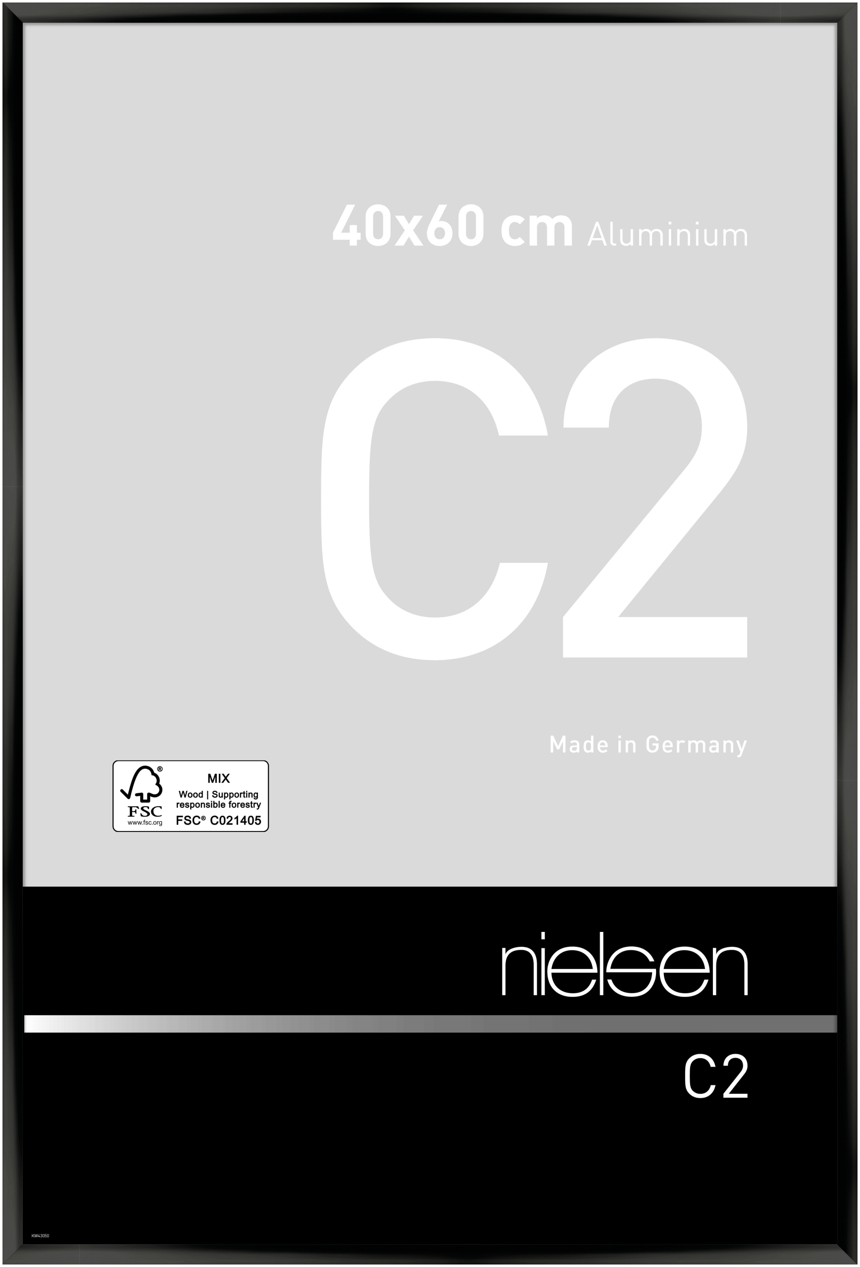 nielsen Aluminium Bilderrahmen C2, 40x60 cm, Eloxal Schwarz Glanz