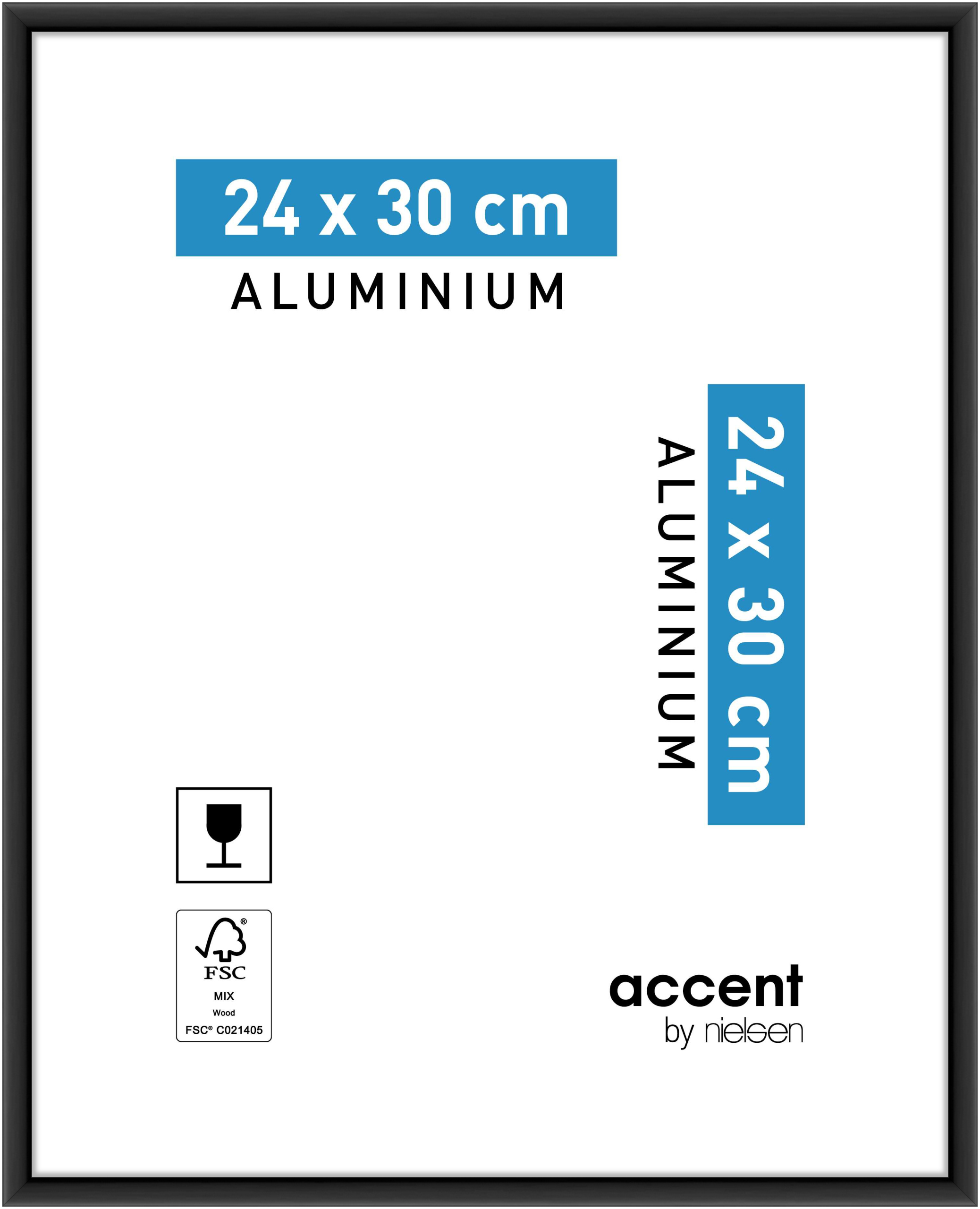 accent by nielsen Aluminium Bilderrahmen Accent, 24x30 cm, Schwarz Matt