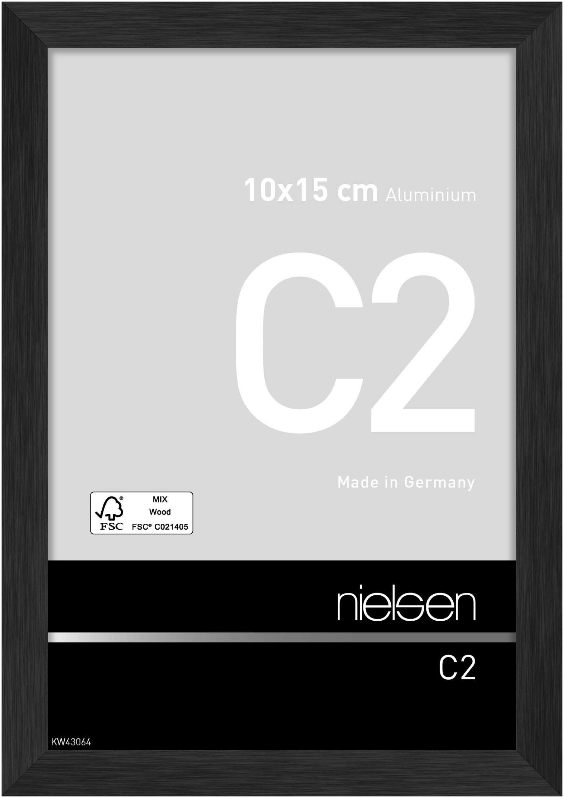 nielsen Aluminium Bilderrahmen C2, 10x15 cm, Struktur Schwarz Matt