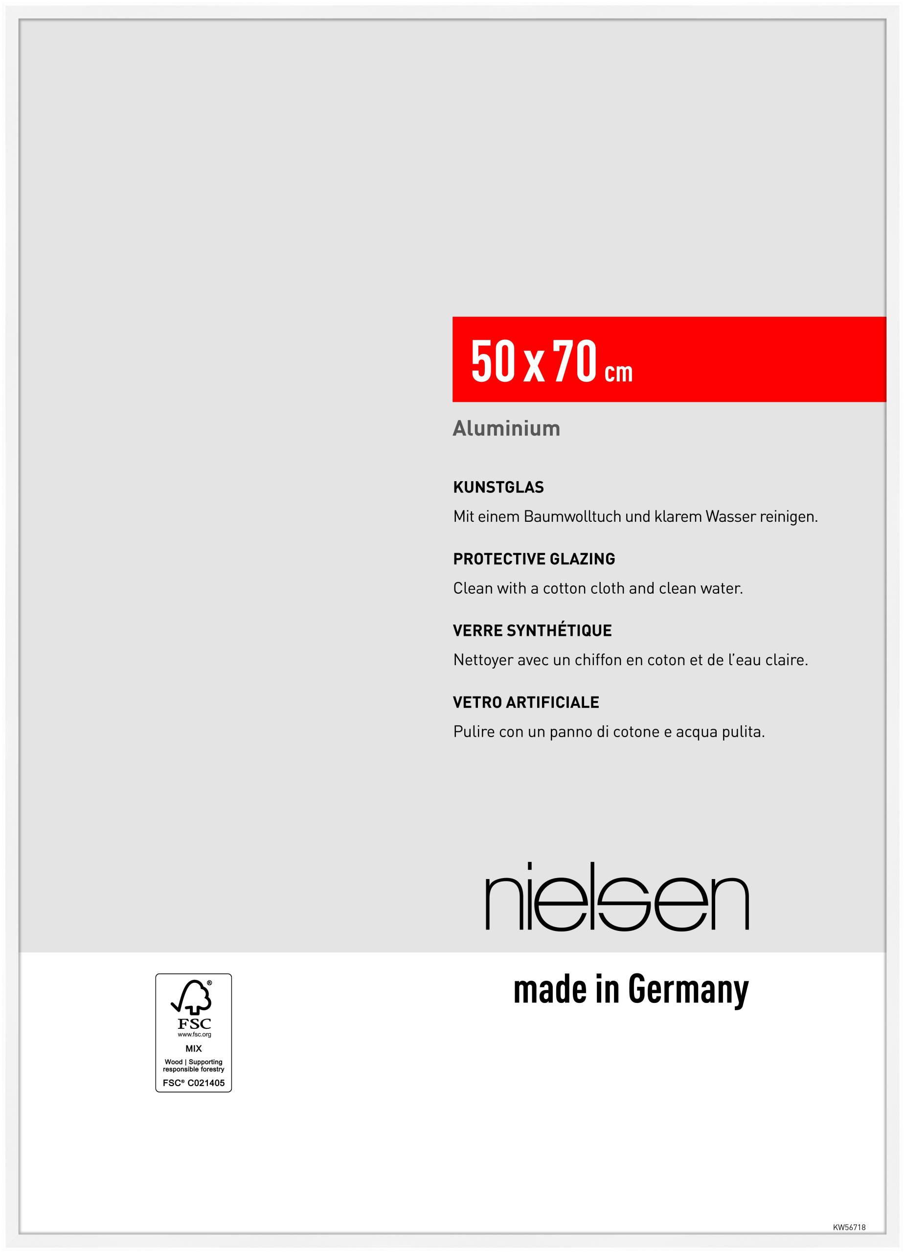 nielsen Aluminium Bilderrahmen Atlanta, 50 x 70 cm, Weiß matt