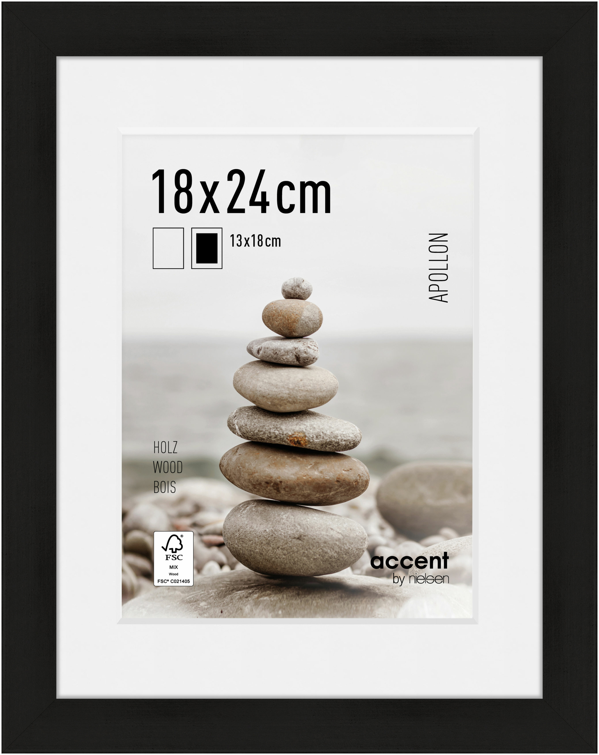 accent by nielsen Holz Bilderrahmen Apollon, 18x24 cm, Schwarz