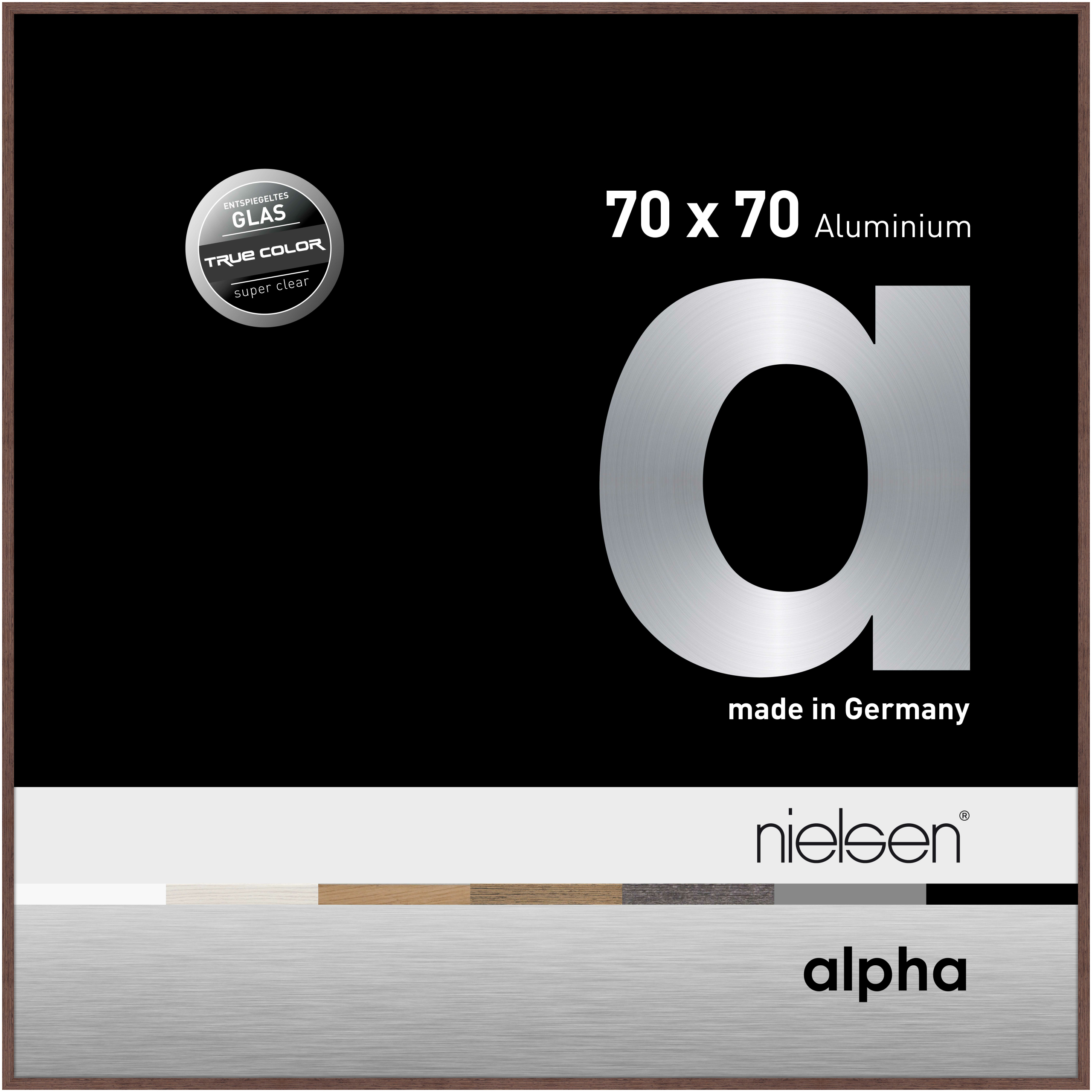 nielsen Aluminium Bilderrahmen Alpha True Color, 70x70 cm, Wengé Hell