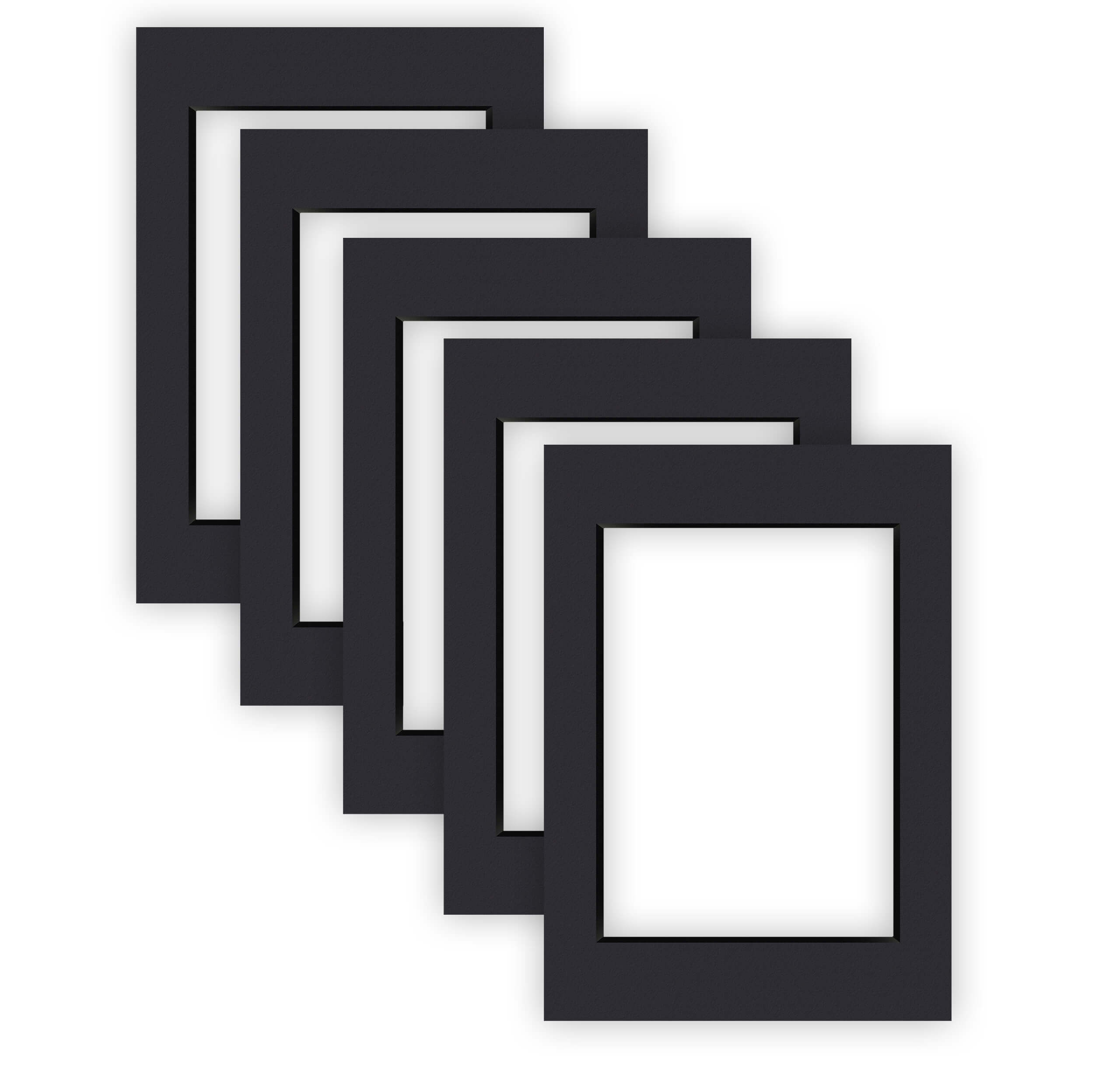 nielsen Conservation Passepartout 2,2 mm, 5er Set, Außenformat 29,7x42 cm (DIN A3) für Bildformat 21x29,7 cm (DIN A4), Schwarz glatt