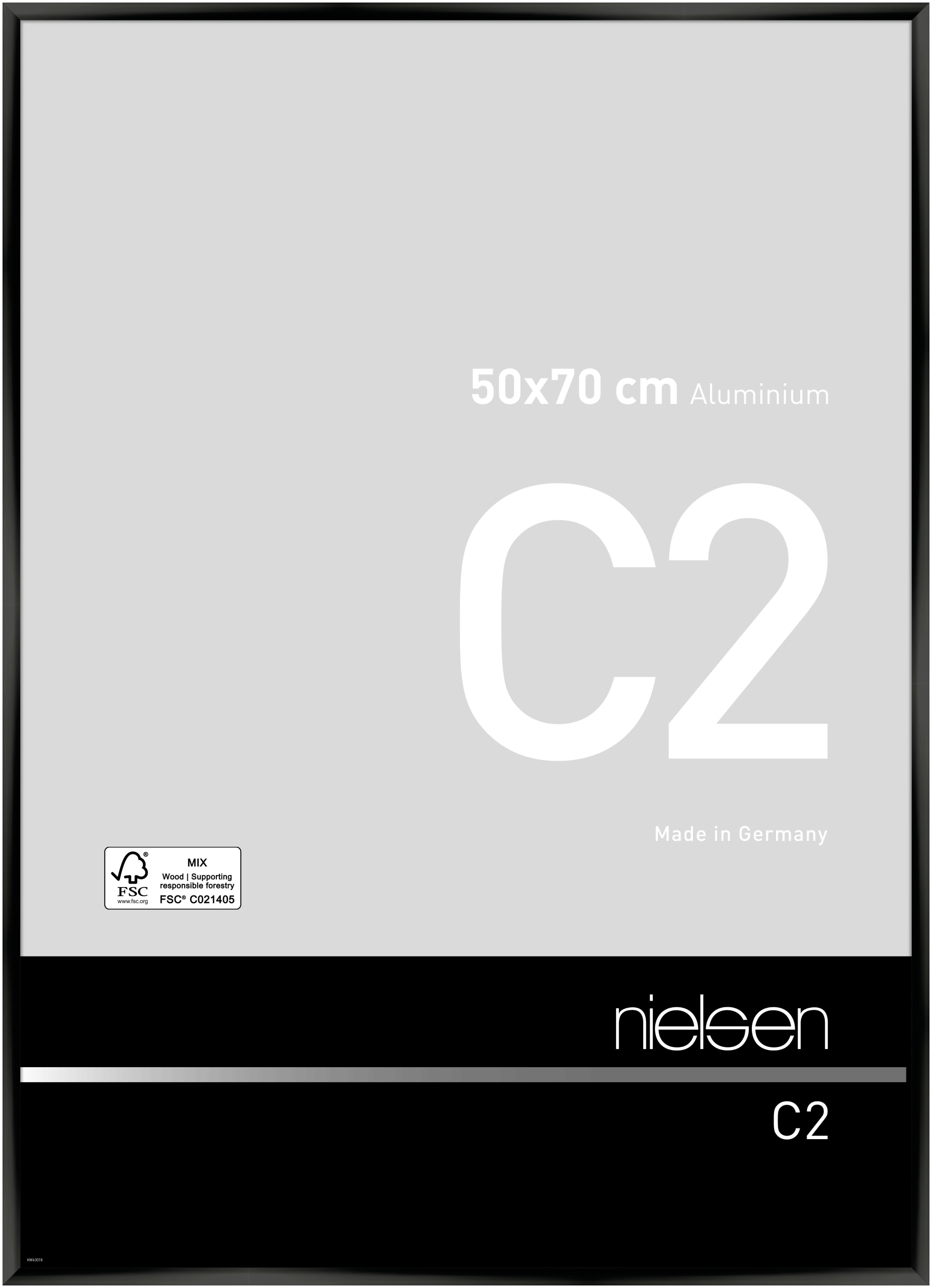 nielsen Aluminium Bilderrahmen C2, 50x70 cm, Eloxal Schwarz Glanz