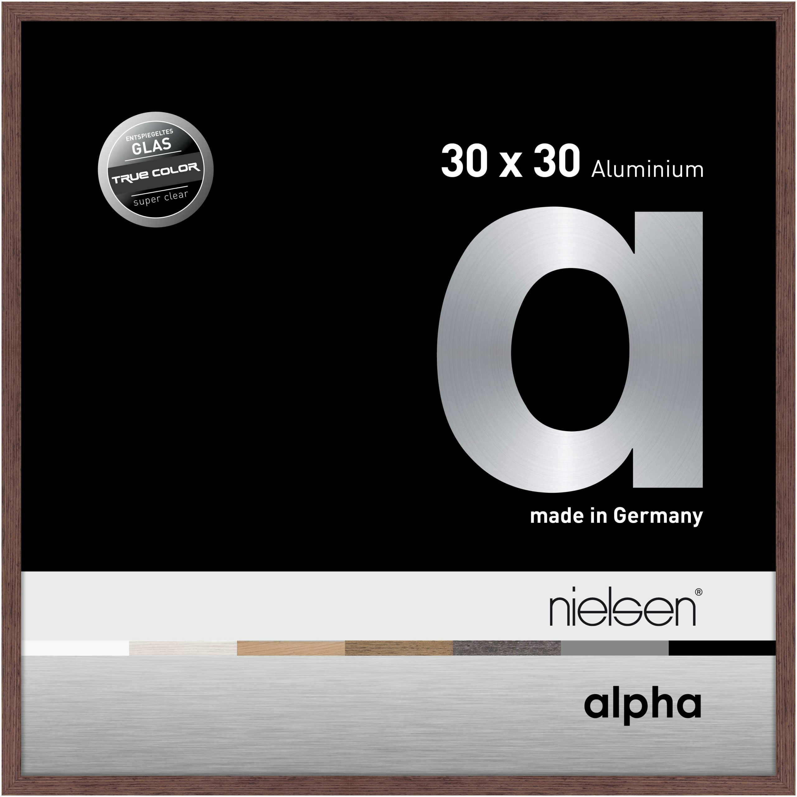 nielsen Aluminium Bilderrahmen Alpha True Color, 30x30 cm, Wengé Hell
