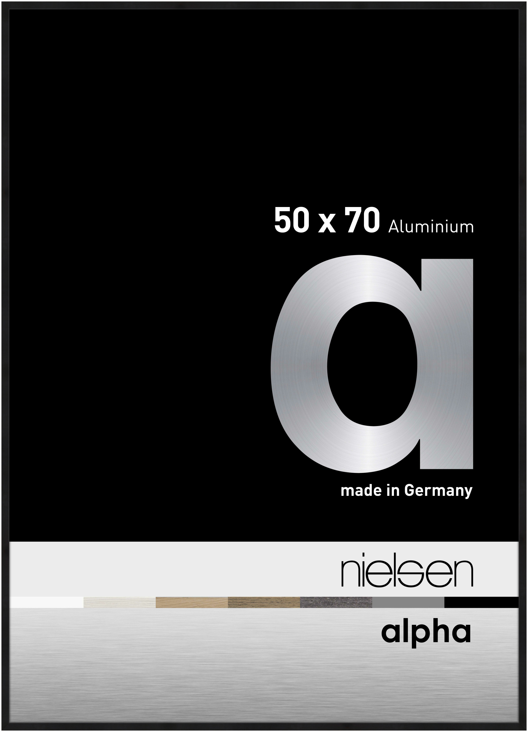 nielsen Aluminium Bilderrahmen Alpha, 50x70 cm, Eloxal Schwarz Matt