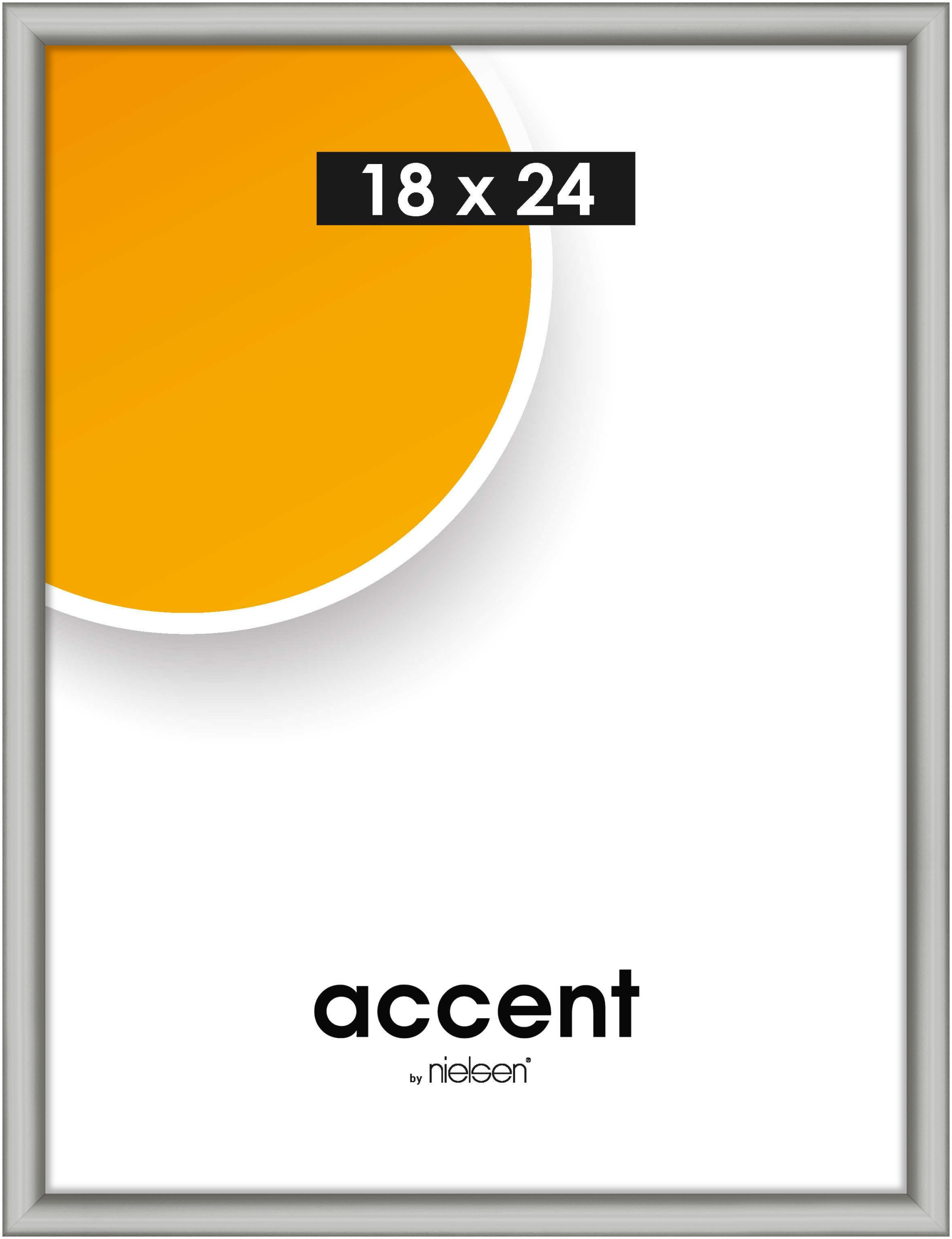accent by nielsen Kunststoff Bilderrahmen Colorado Uni, 18x24 cm, Silber Matt
