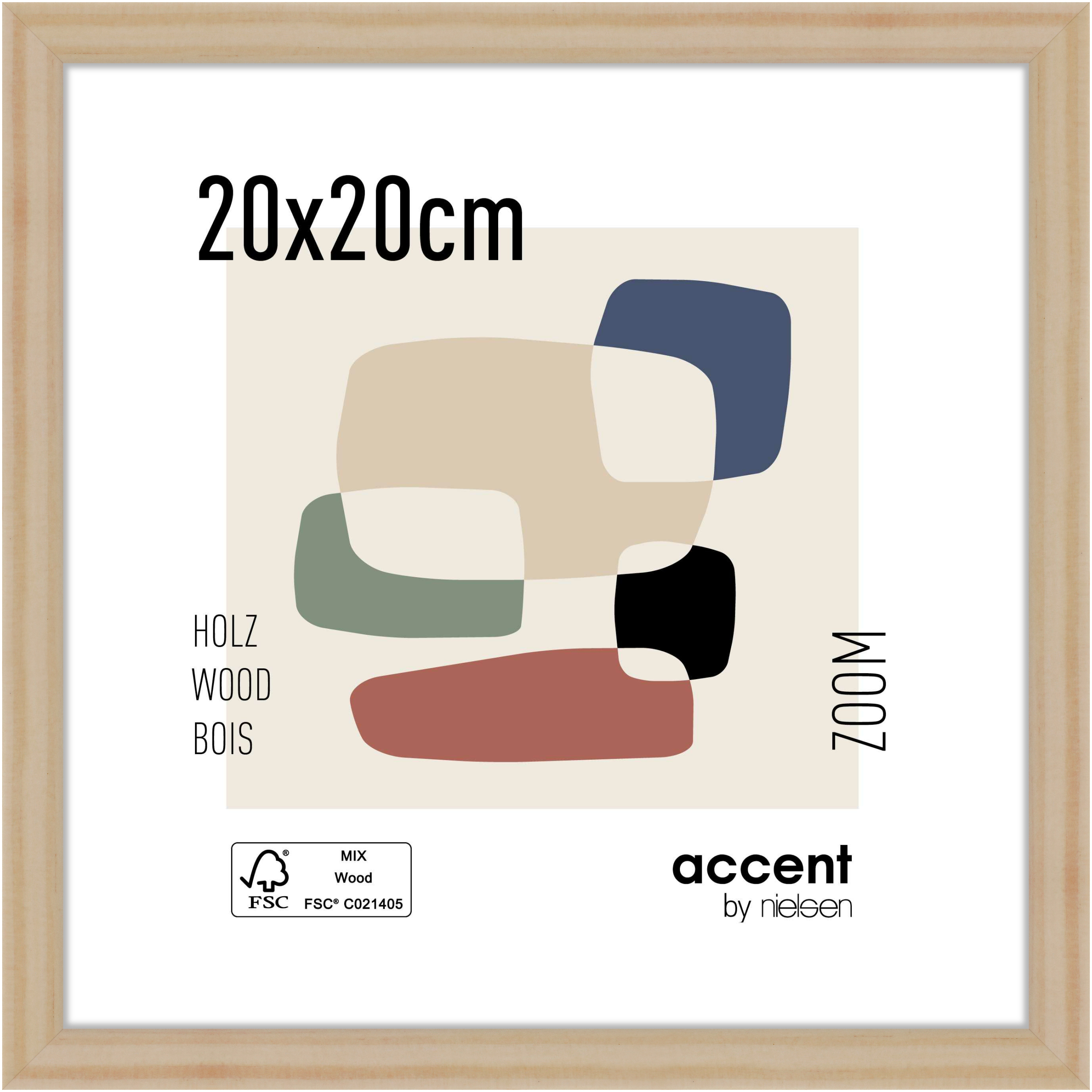 accent by nielsen Holz Bilderrahmen Zoom, 20x20 cm, Natur