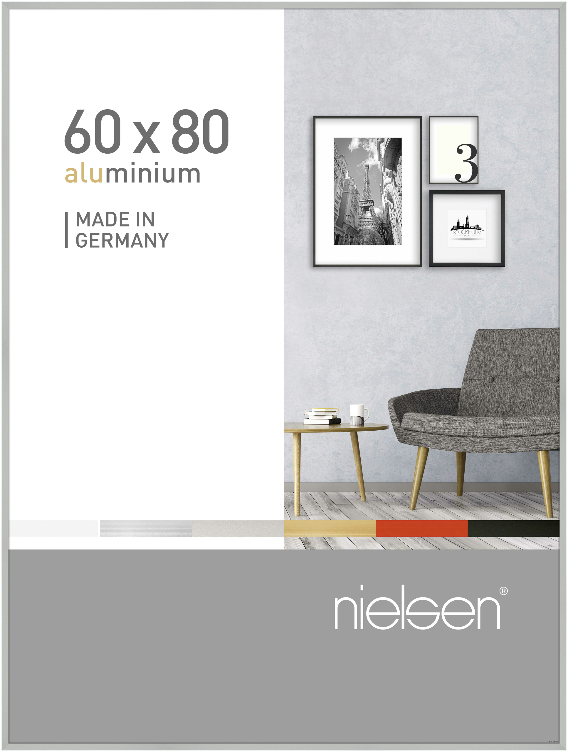 nielsen Aluminium Bilderrahmen Pixel, 60x80 cm, Silber Matt