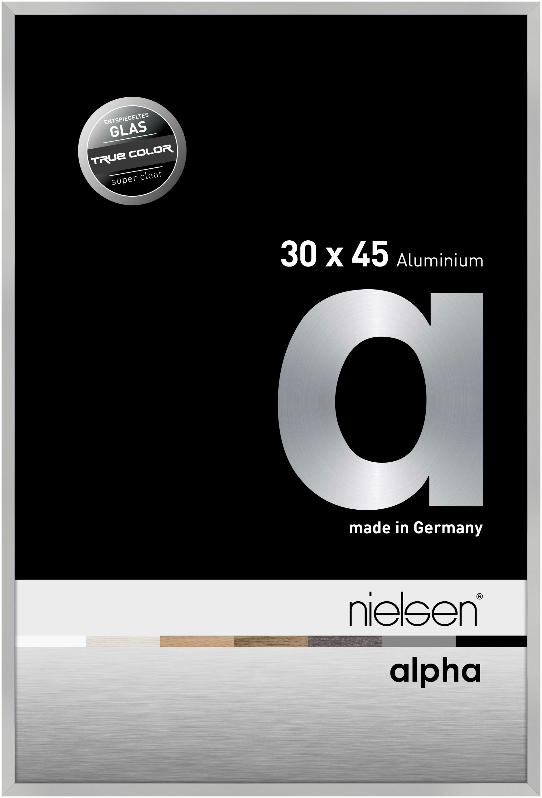 nielsen Aluminium Bilderrahmen Alpha True Color, 30x45 cm, Silber Matt