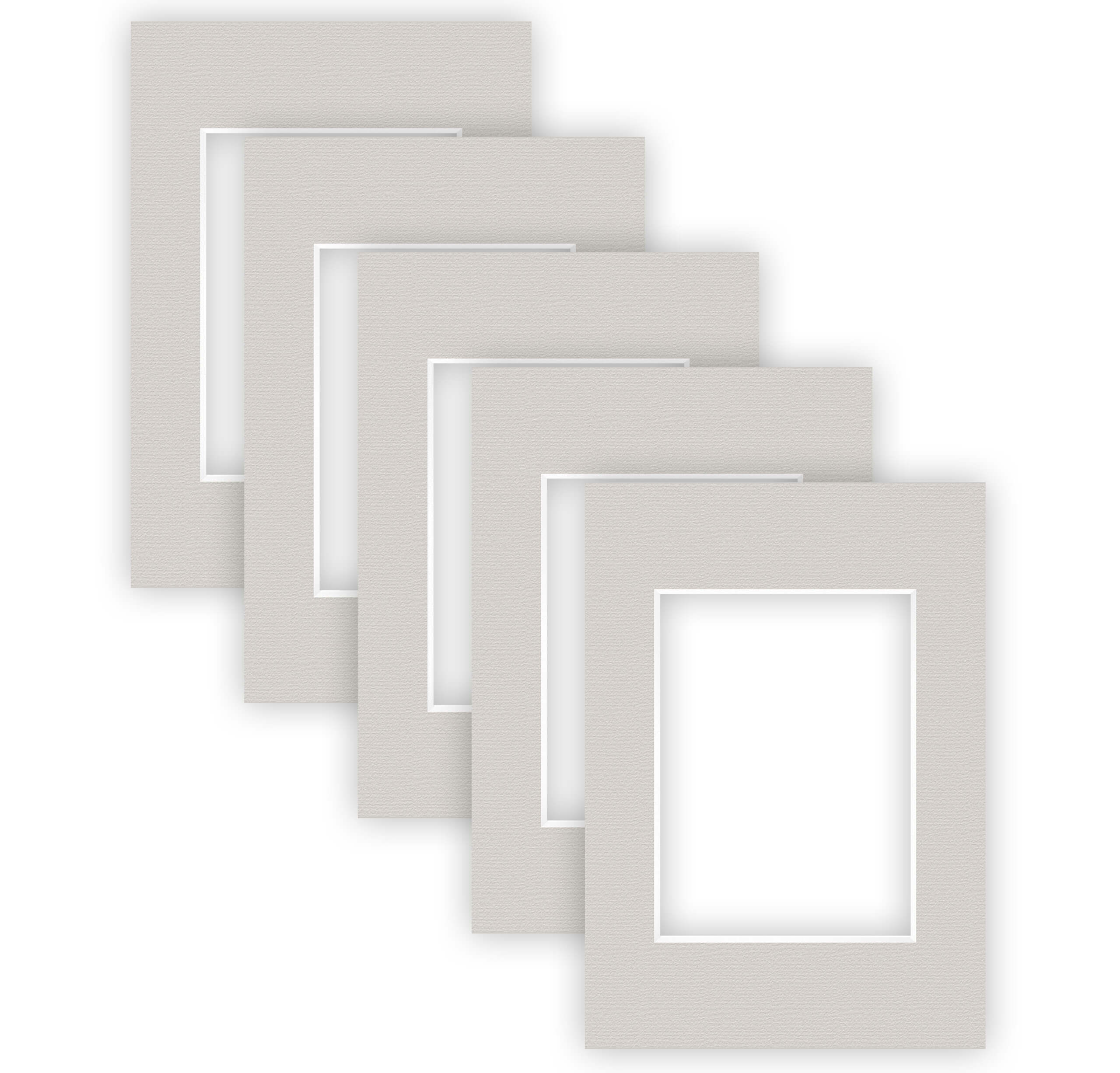 nielsen Conservation Passepartout 2,2 mm, 5er Set, Außenformat 21x29,7 cm (DIN A4) für Bildformat 13x18 cm, Kieselgrau mit Struktur