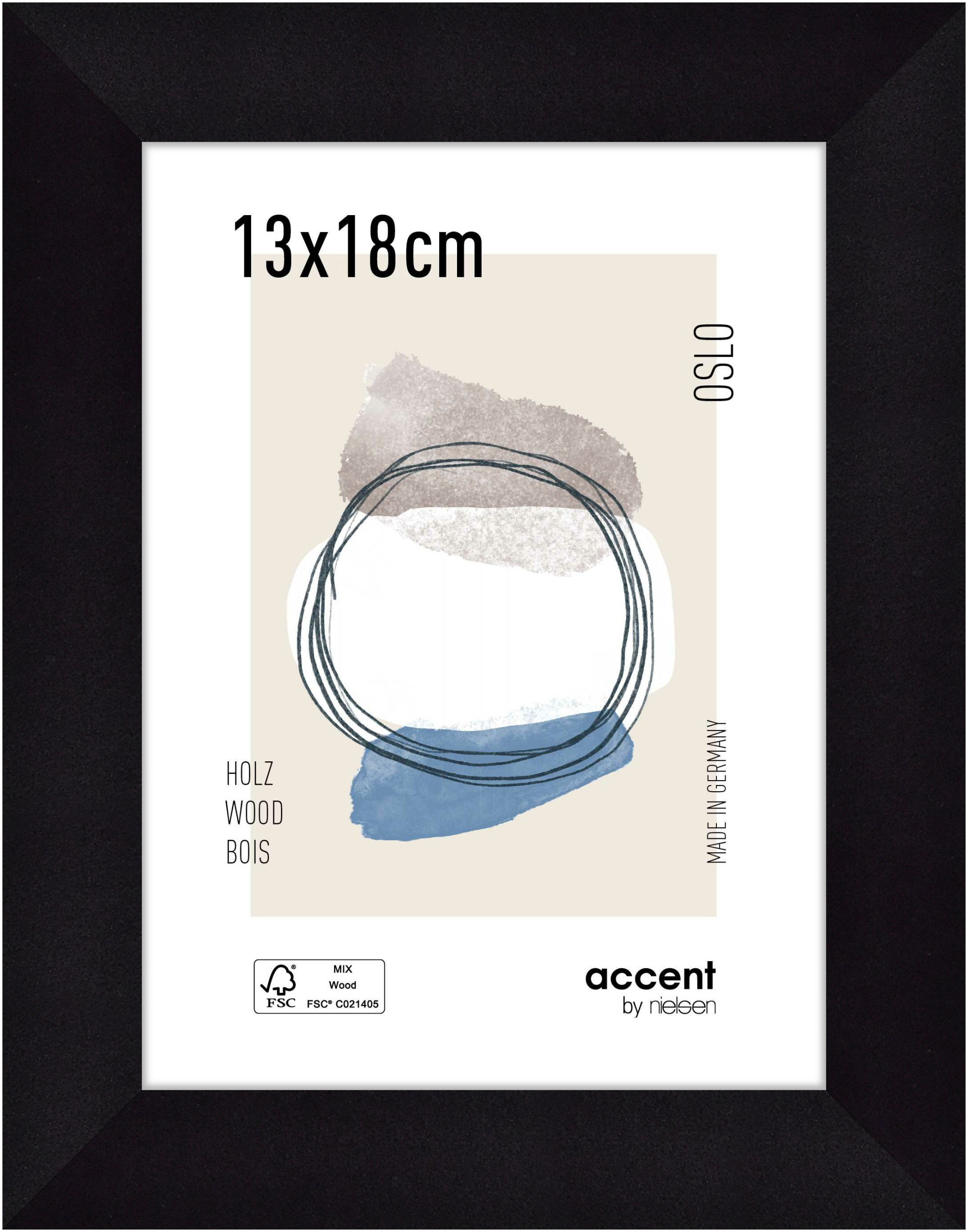 accent by nielsen Holz Bilderrahmen Oslo, 13x18 cm, Schwarz