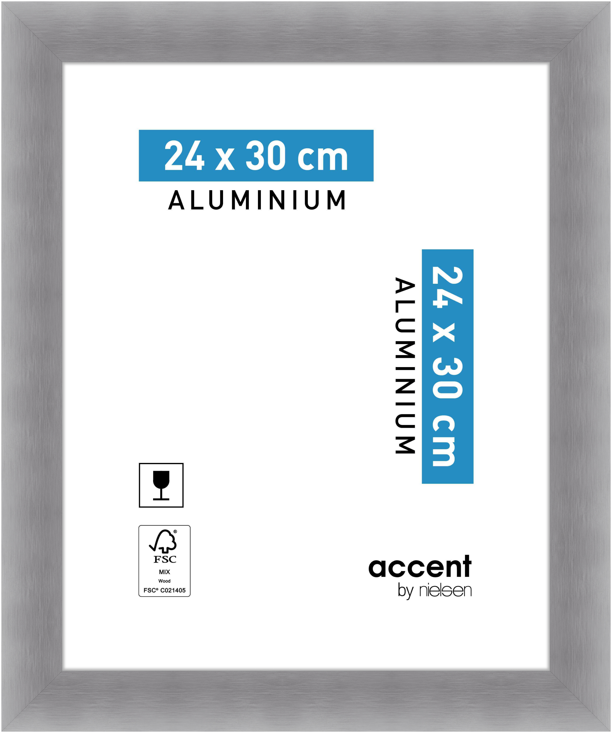 accent by nielsen Aluminium Bilderrahmen Largo, 24x30 cm, Struktur Silber Matt