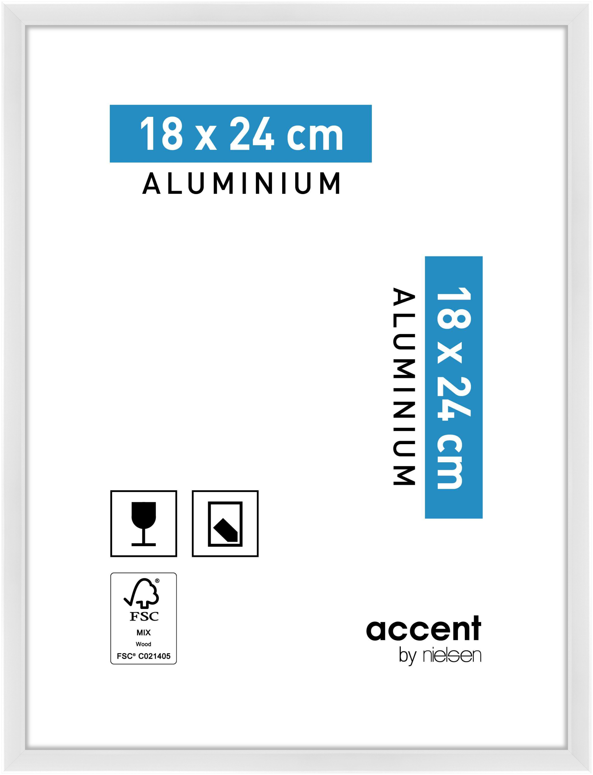 accent by nielsen Aluminium Bilderrahmen Accent, 18x24 cm, Weiß Glanz