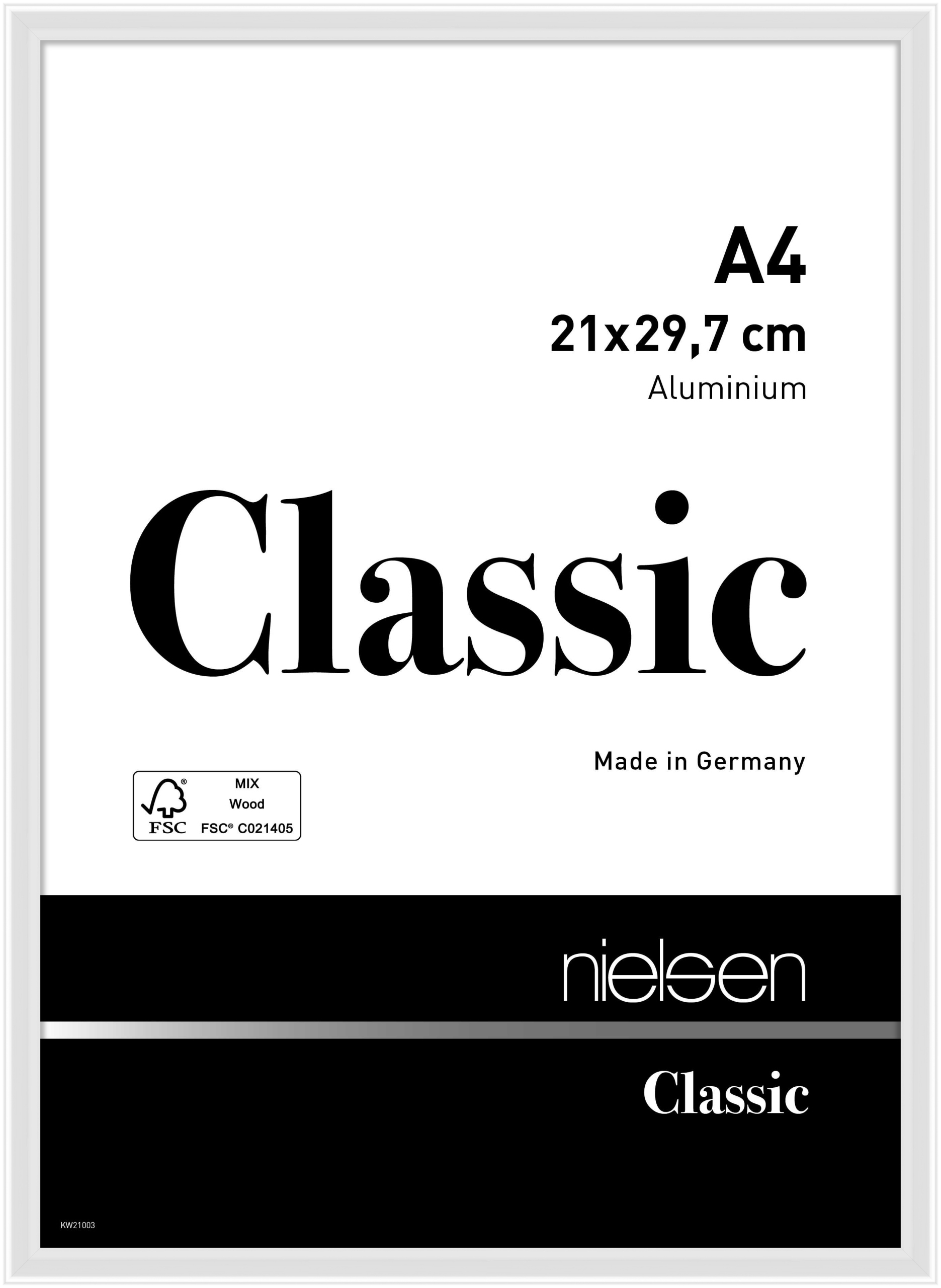 nielsen Aluminium Bilderrahmen Classic, 21x29,7 cm (A4), Weiß Glanz