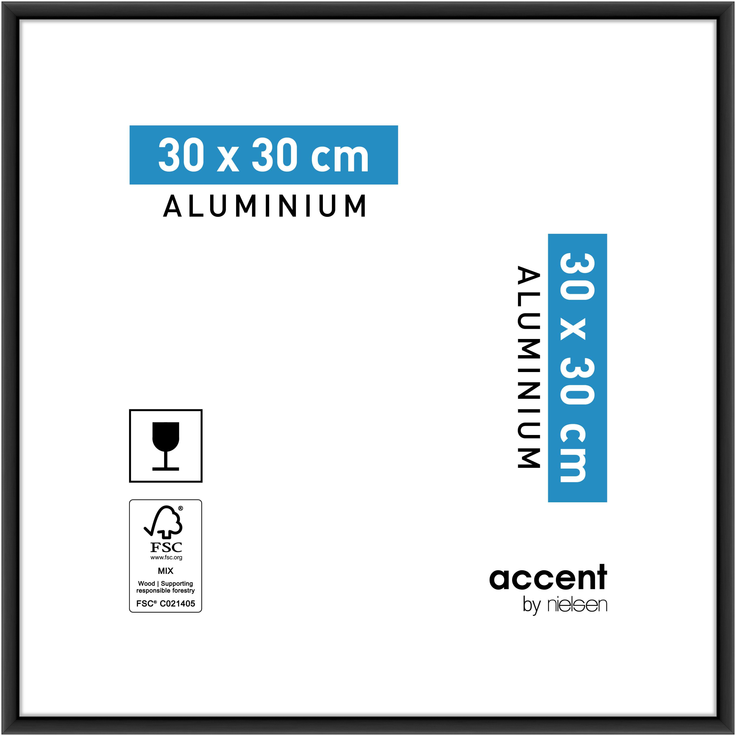 accent by nielsen Aluminium Bilderrahmen Accent, 30x30 cm, Schwarz Matt