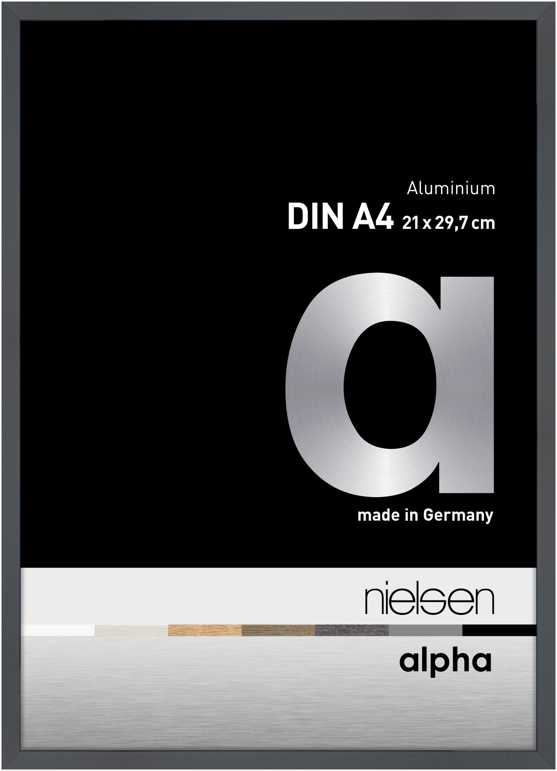nielsen Aluminium Bilderrahmen Alpha, 21x29,7 cm (A4), Dunkelgrau Glanz