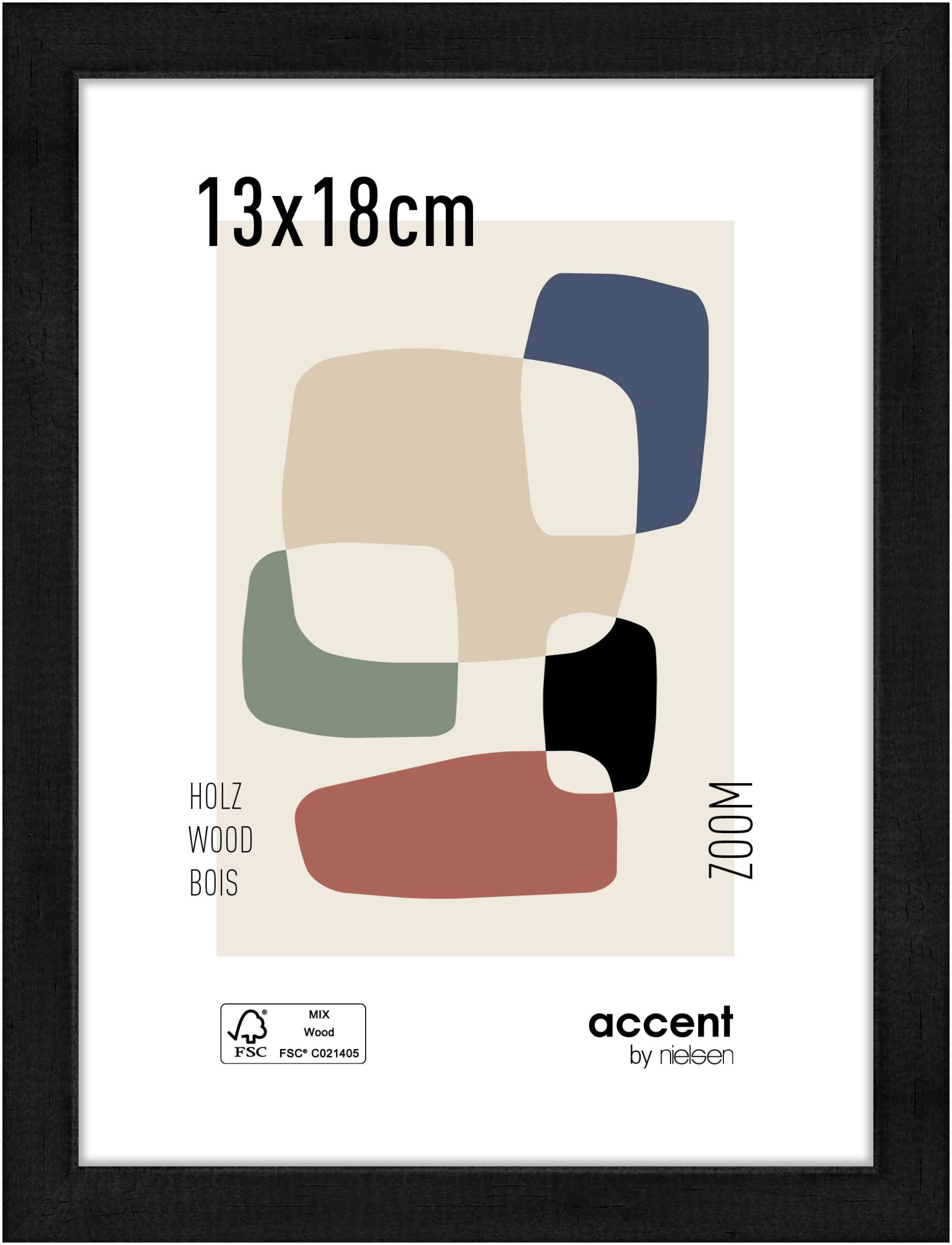 accent by nielsen Holz Bilderrahmen Zoom, 13x18 cm, Schwarz