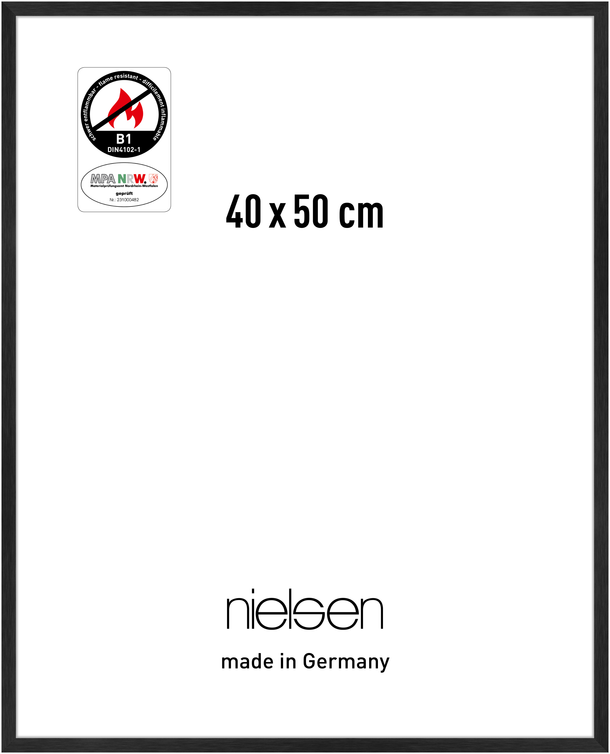 nielsen Aluminium Bilderrahmen C2-B1, 40x50 cm, Struktur Schwarz Matt