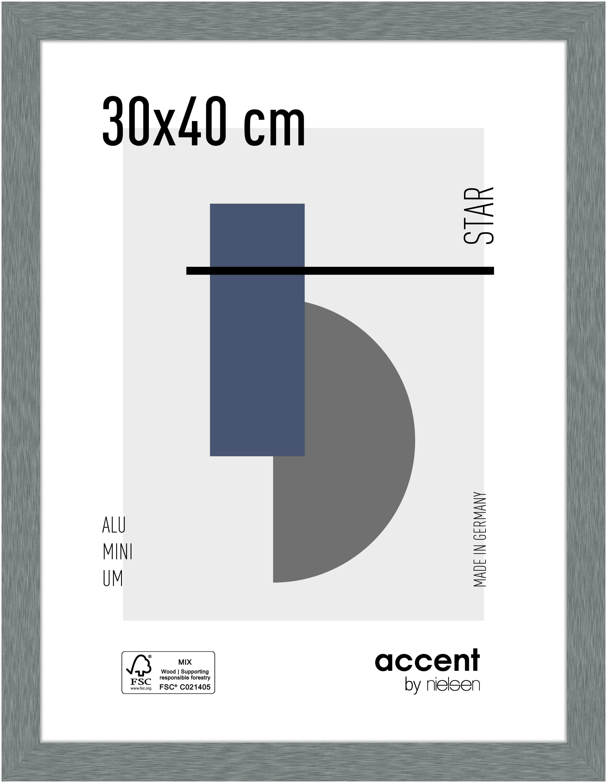 accent by nielsen Aluminium Bilderrahmen Star, 30x40 cm, Struktur Grau