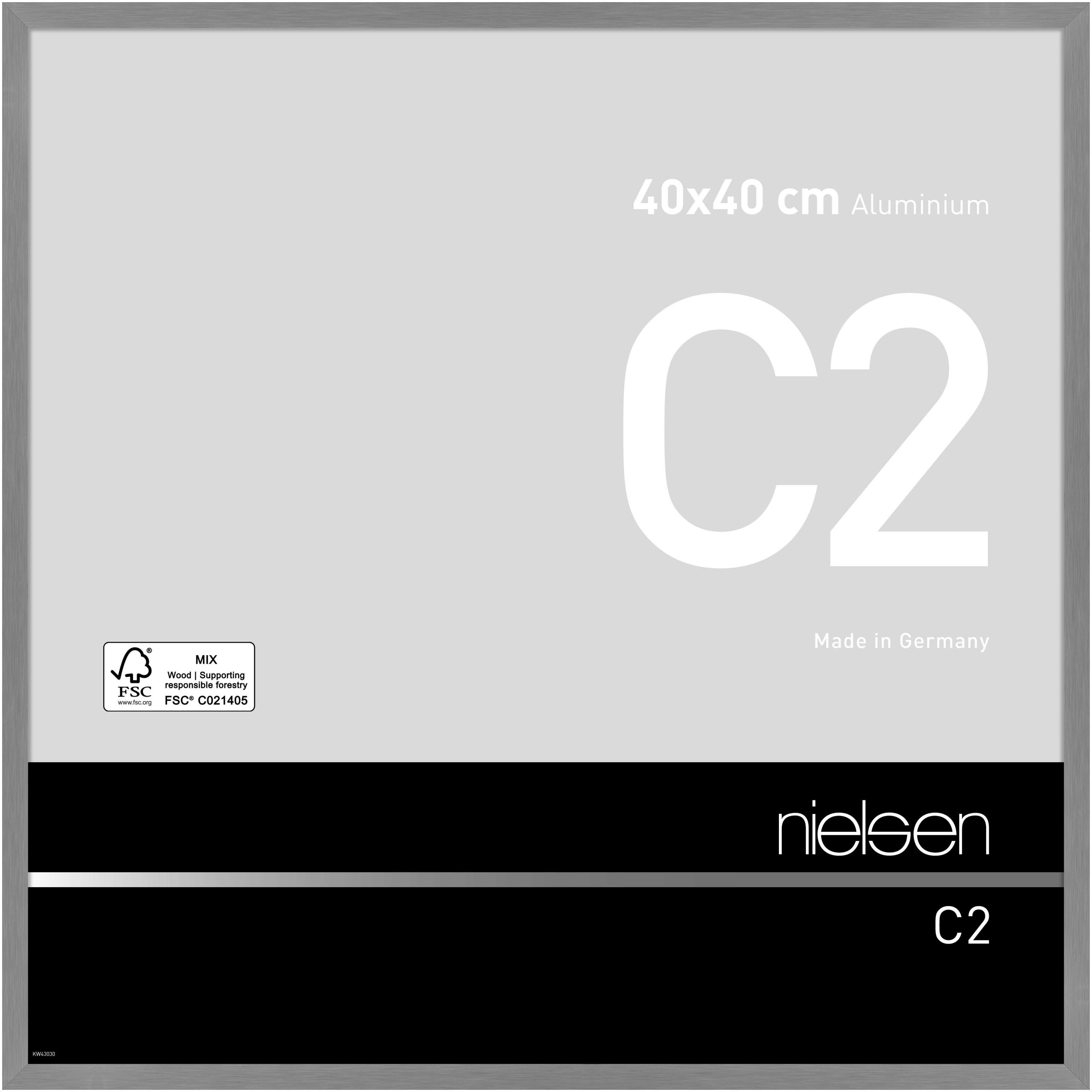 nielsen Aluminium Bilderrahmen C2, 40x40 cm, Struktur Grau Matt