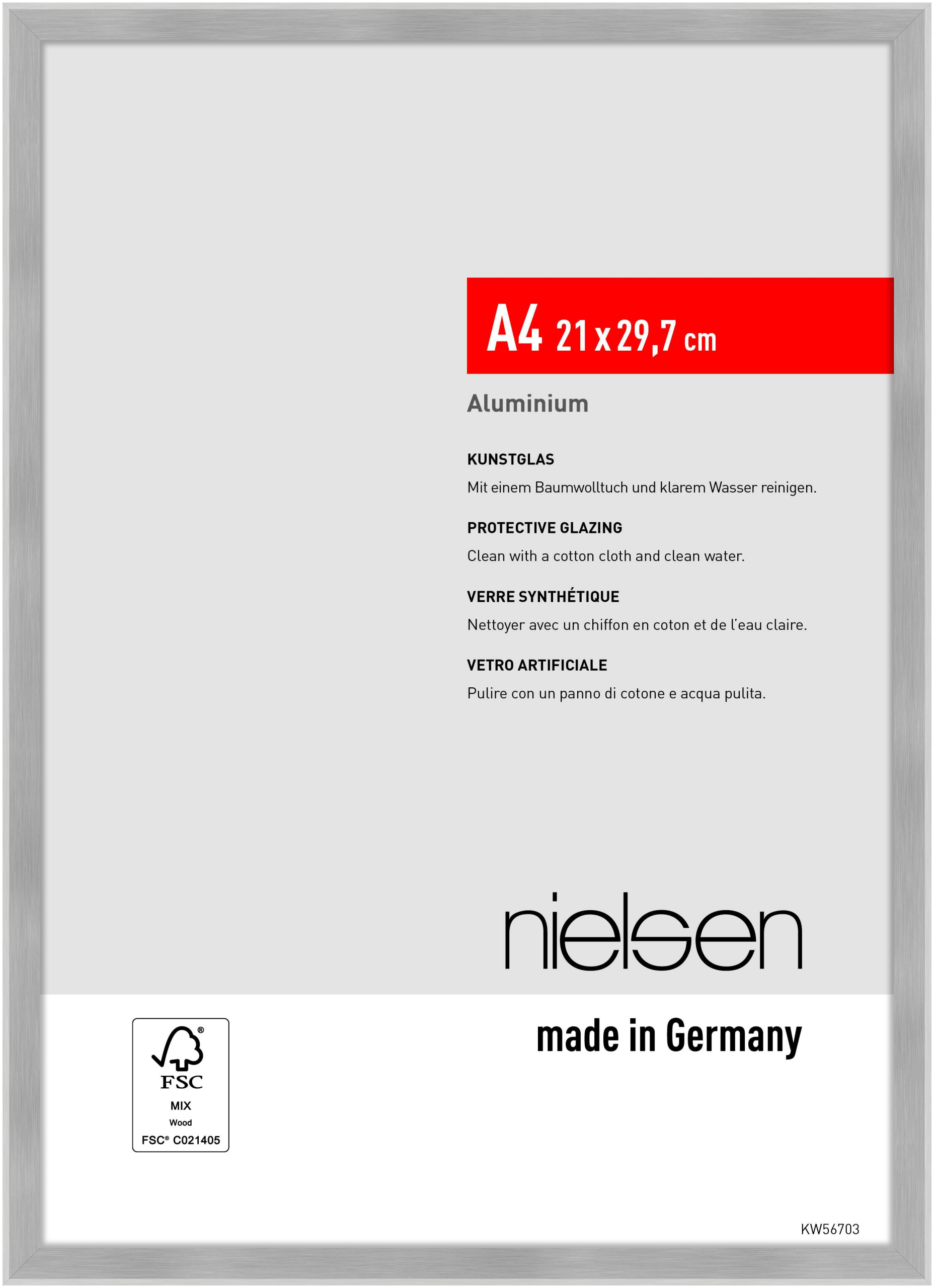 nielsen Aluminium Bilderrahmen Atlanta, 21 x 29,7 cm (A4), Struktur Silber Matt