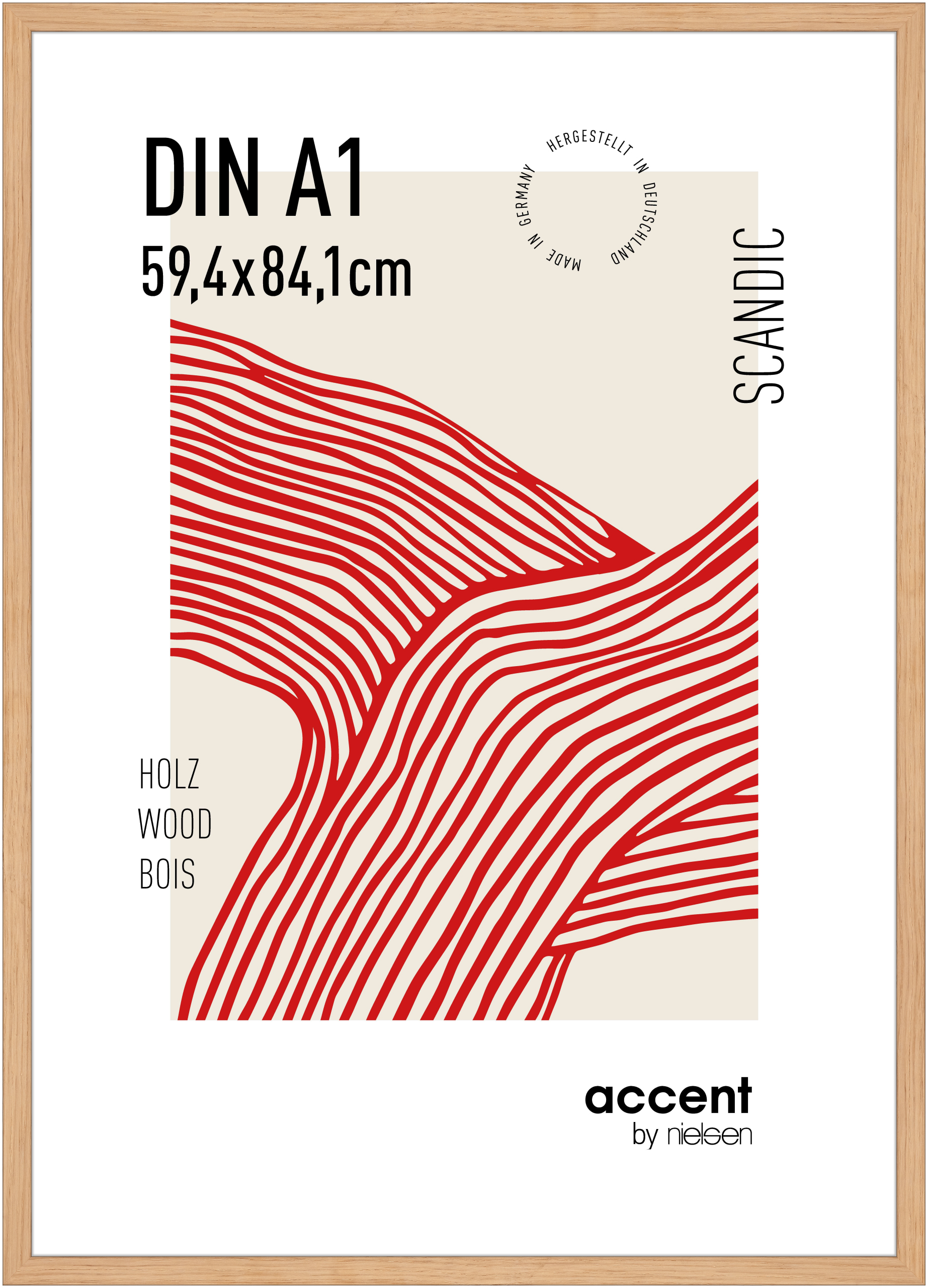 accent by nielsen Holz Bilderrahmen Scandic, 59,4x84,1 cm (A1), Eiche