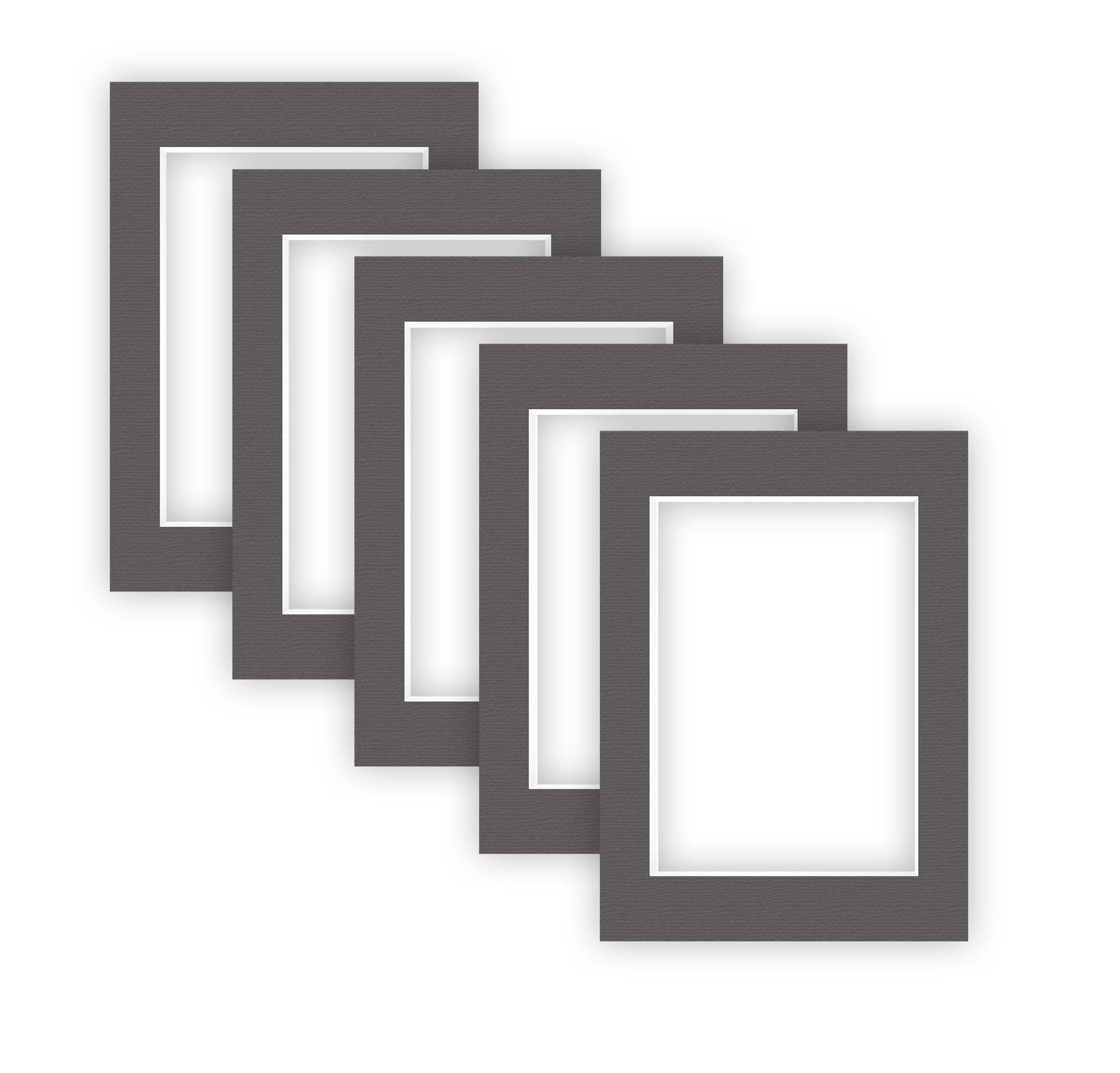 nielsen Conservation Passepartout 2,2 mm, 5er Set, Außenformat 13x18 cm für Bilder 9x13 cm, Graphit grau mit Struktur