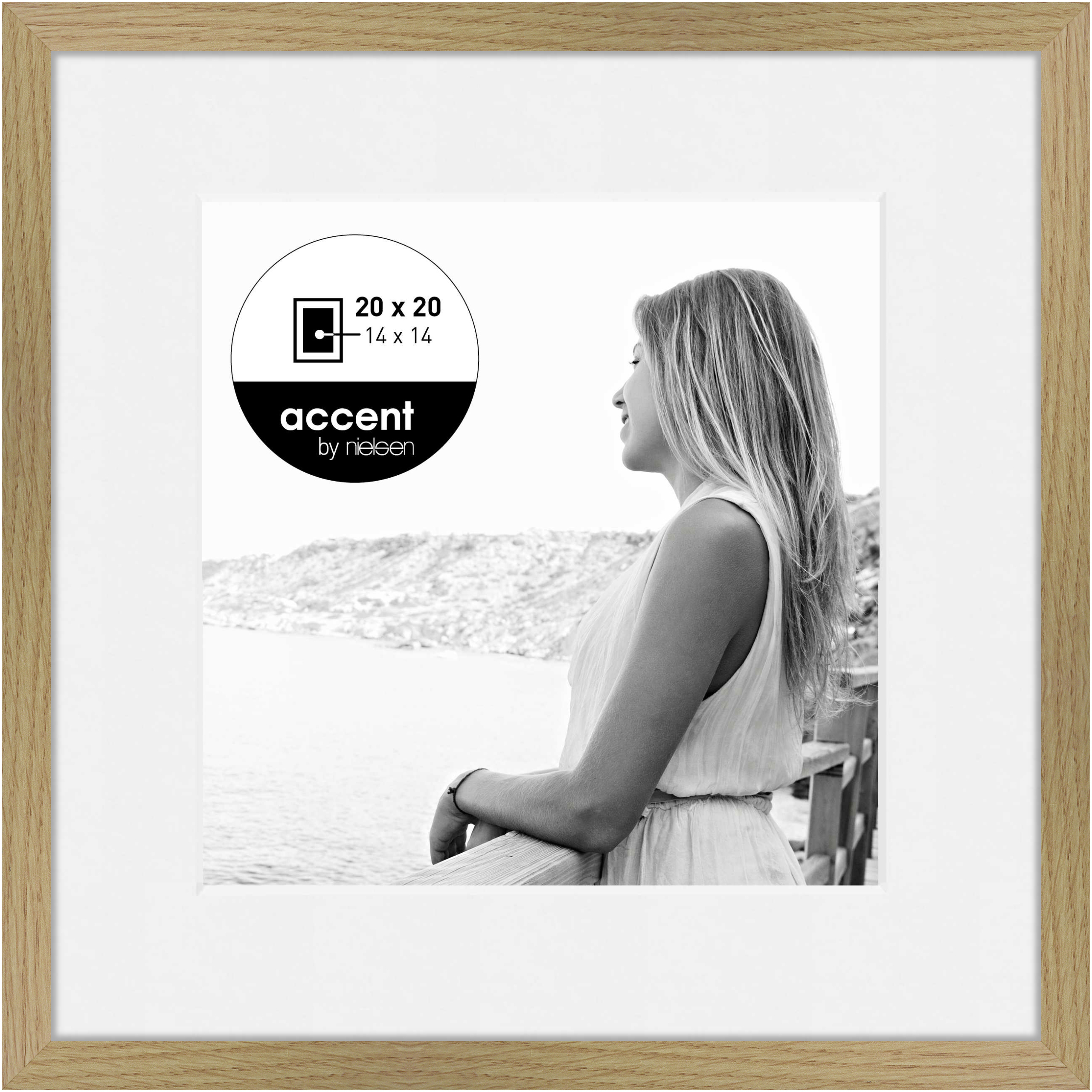 accent by nielsen Holz Bilderrahmen Aura, 20x20 cm, Eiche