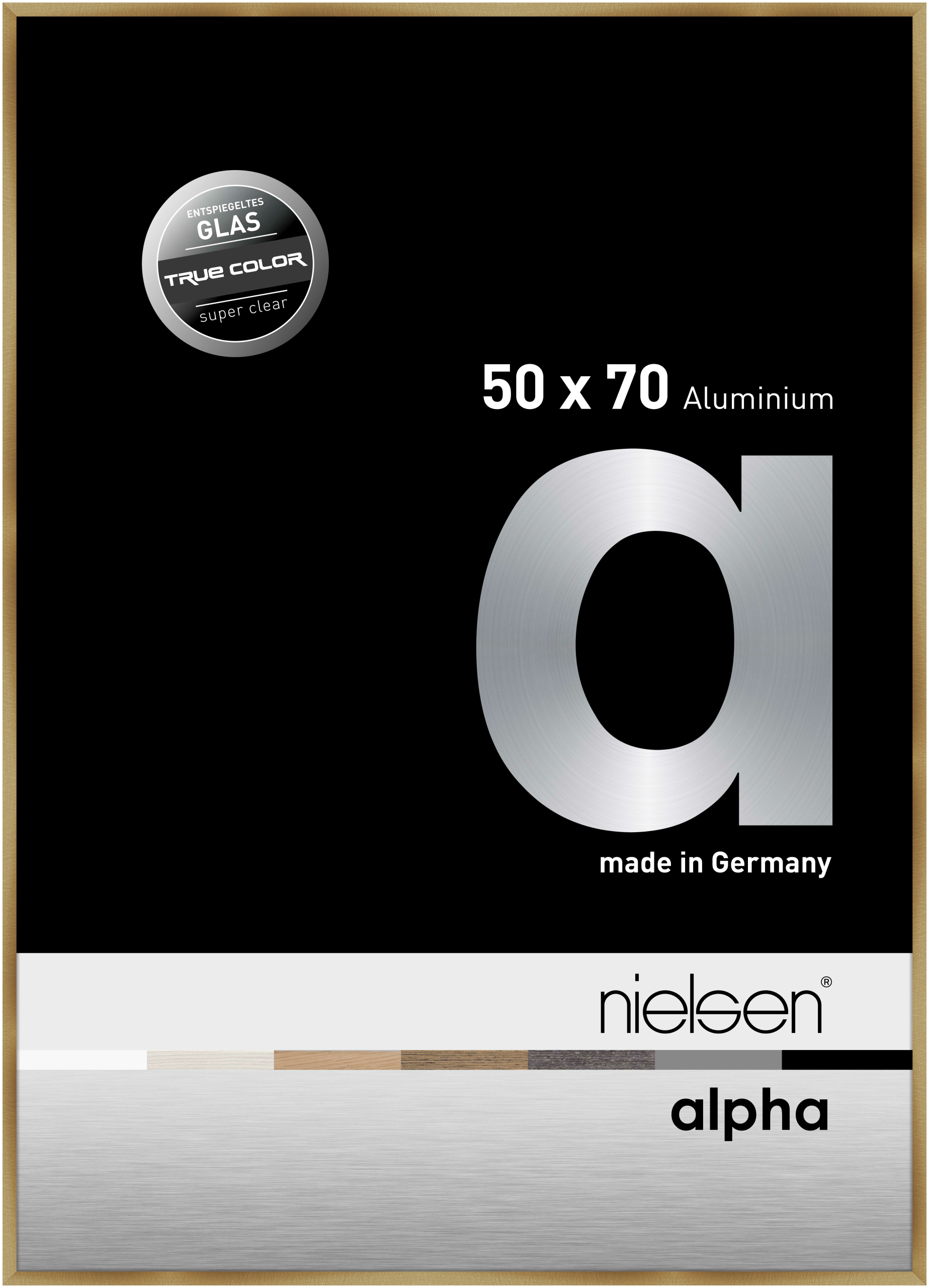 nielsen Aluminium Bilderrahmen Alpha True Color, 50x70 cm, Brushed Amber