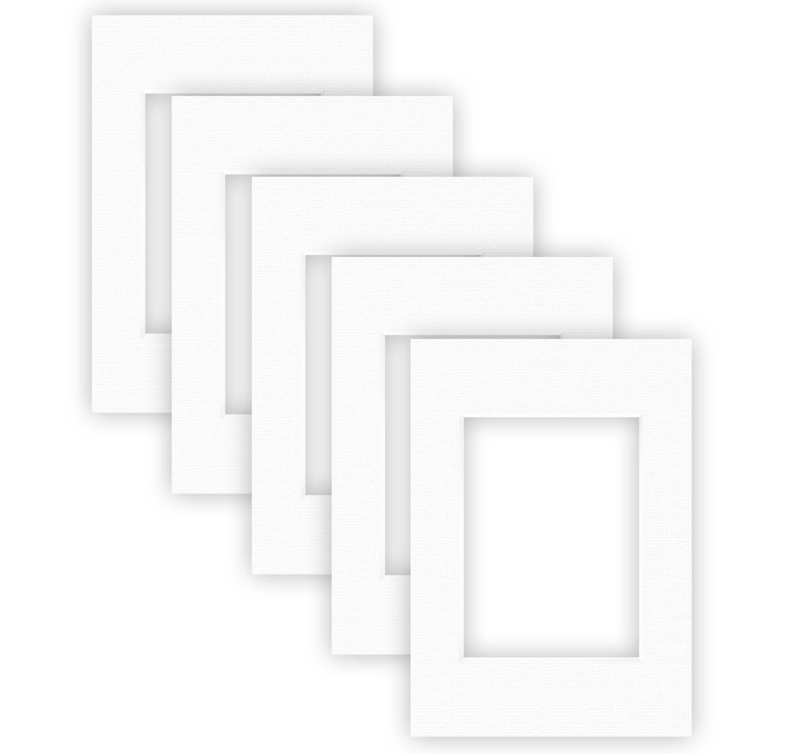 nielsen Conservation Passepartout 2,2 mm, 5er Set, Außenformat 24x30 cm cm für Bildformat 15x20 cm, Polarweiß mit Struktur