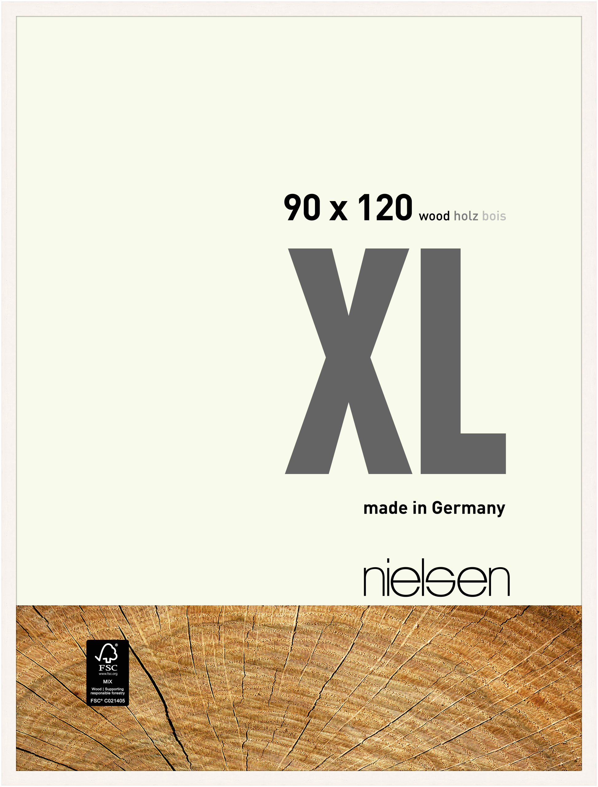 nielsen Holz Bilderrahmen XL, 90x120 cm, Deckend Weiß