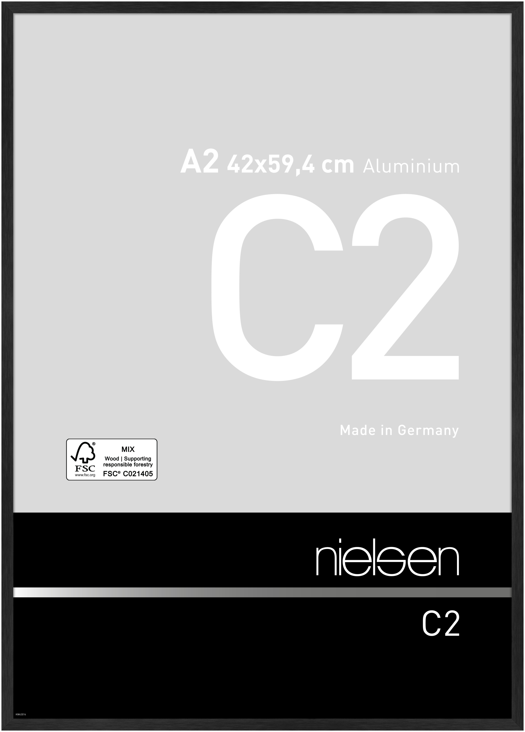 nielsen Aluminium Bilderrahmen C2 Vision, 42,0x59,4cm (A2), Struktur Schwarz matt