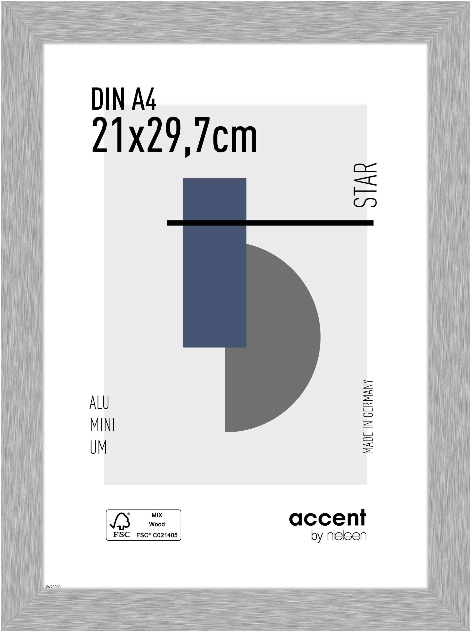 accent by nielsen Aluminium Bilderrahmen Star, 21x29,7 cm (A4), Struktur Silber Matt